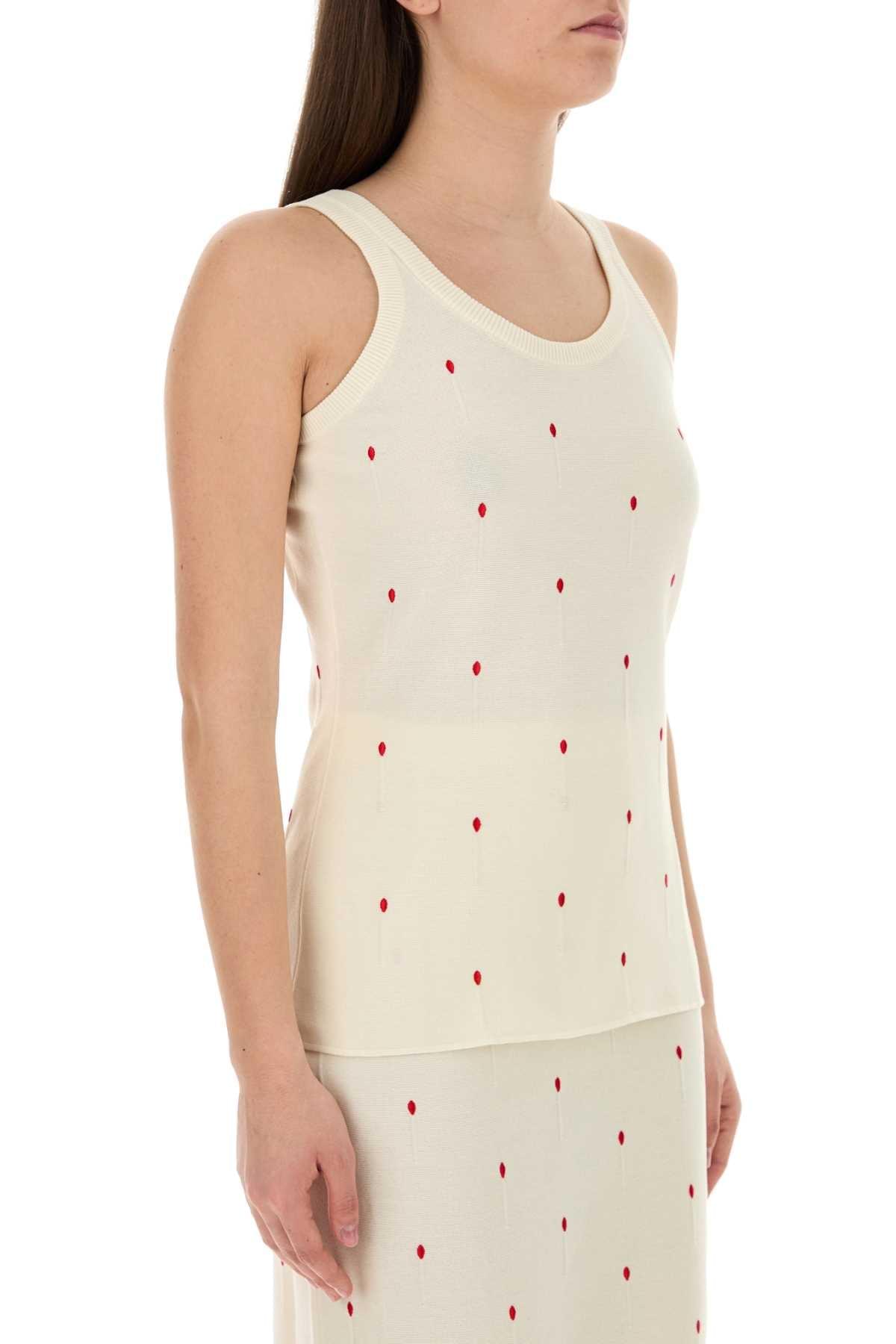 Bottega Veneta Women Ivory Cotton Blend Tank Top BOTTEGA VENETA