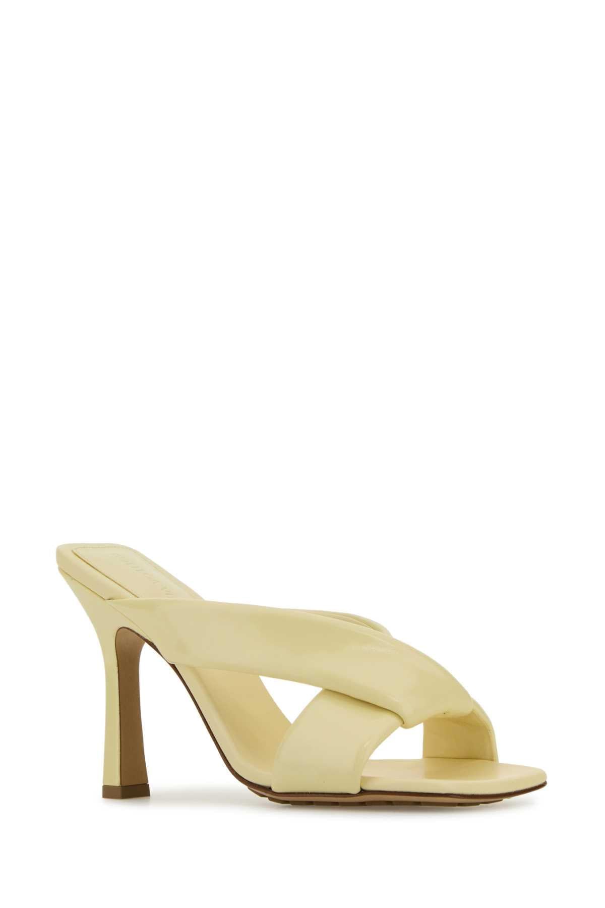Bottega Veneta Women Pastel Yellow Leather Riva Mules BOTTEGA VENETA