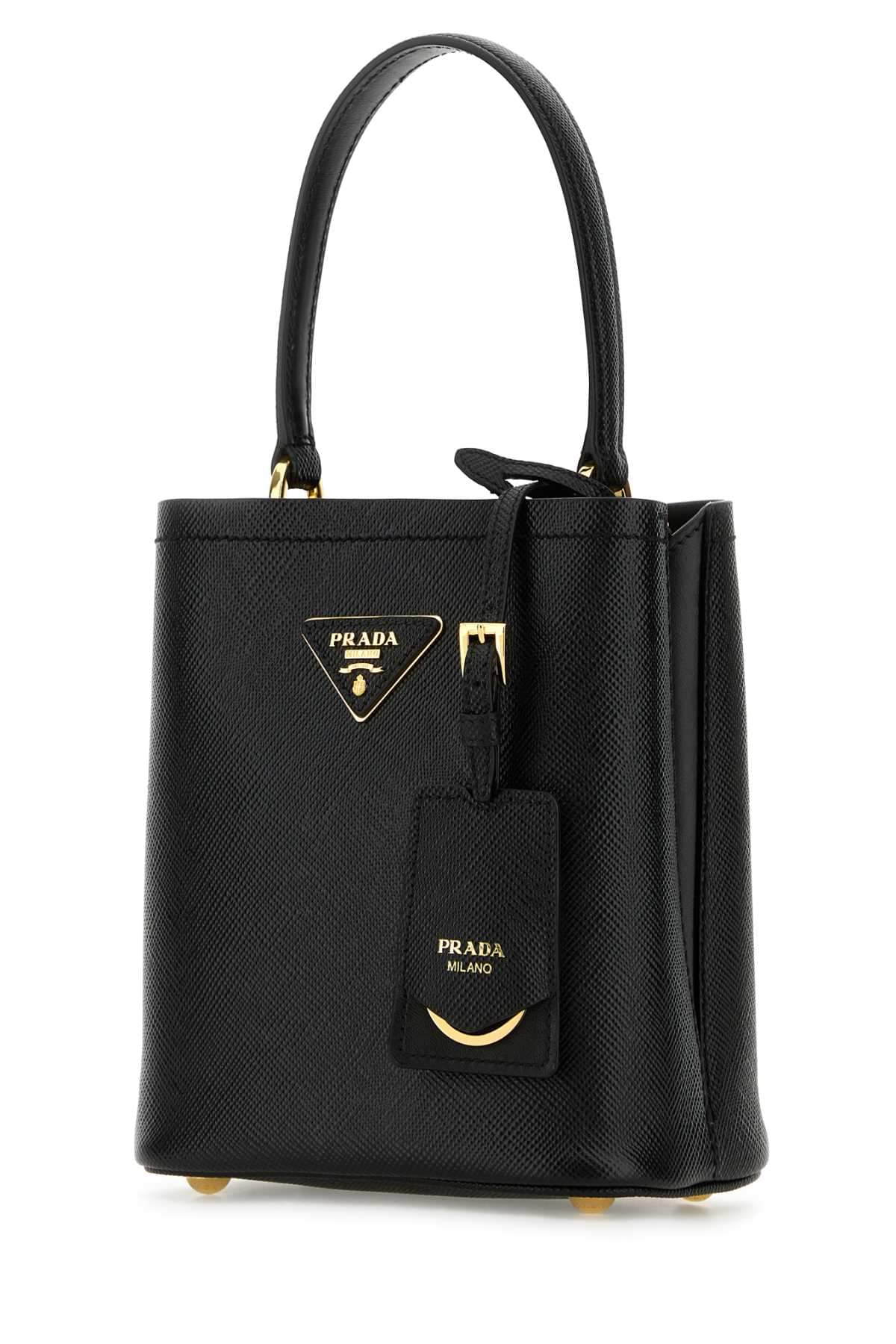 Prada Women Black Leather Small Panier Handbag PRADA