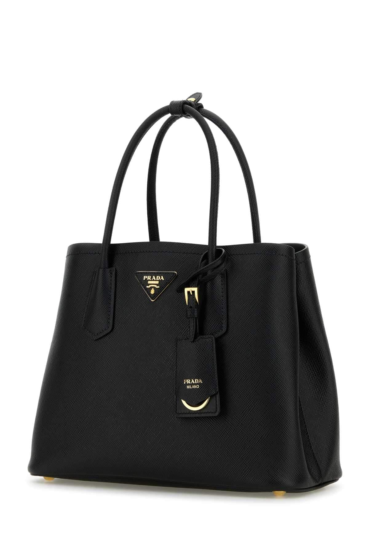 Prada Women Black Leather Small Double Handbag PRADA