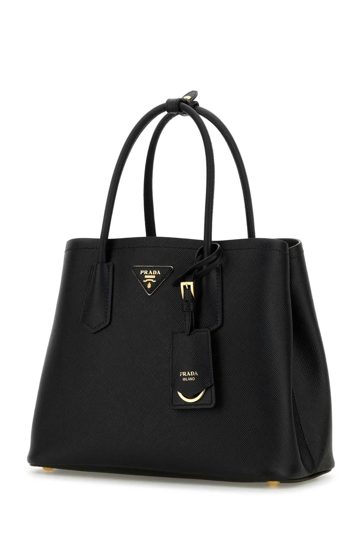 Prada Women Black Leather Small Double Handbag PRADA
