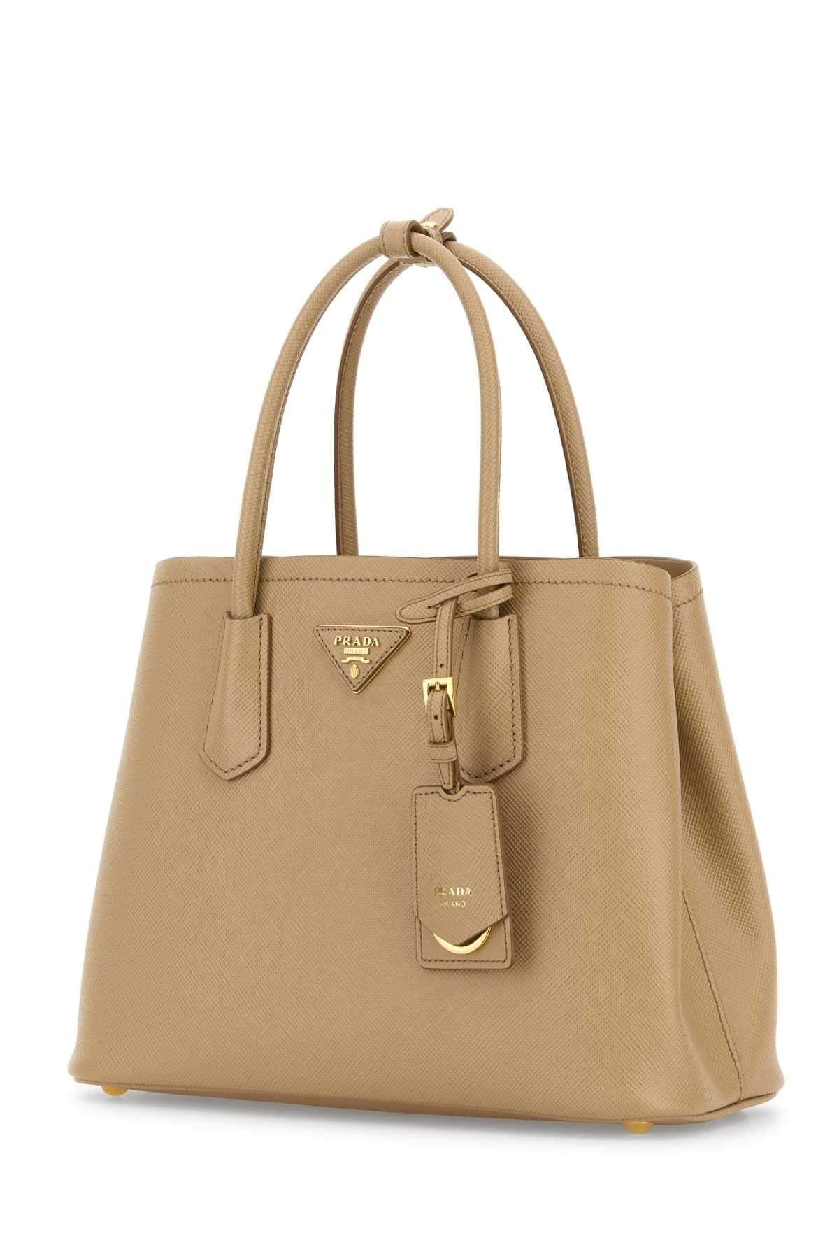 Prada Women Sand Leather Small Double Handbag PRADA
