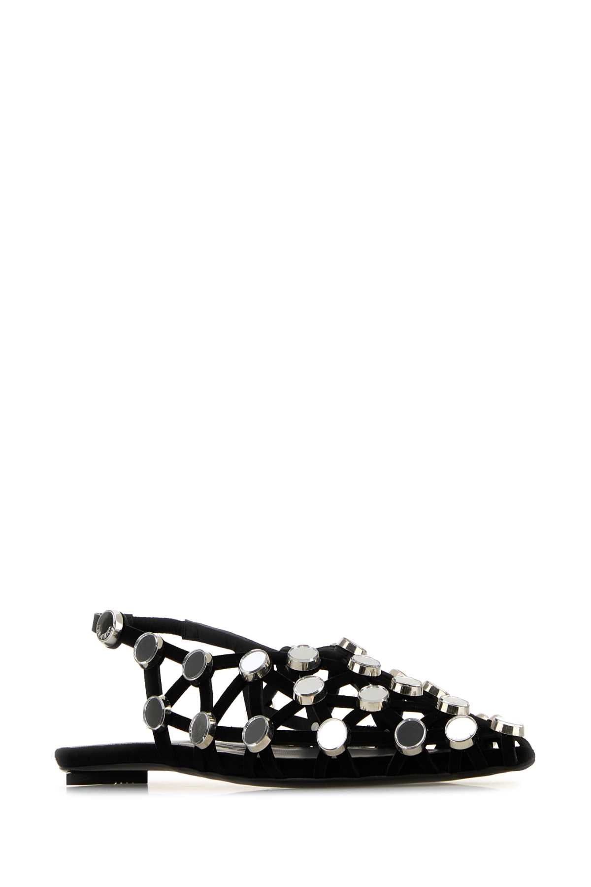 The Attico Women Black Suede Grid Ballerinas THE ATTICO