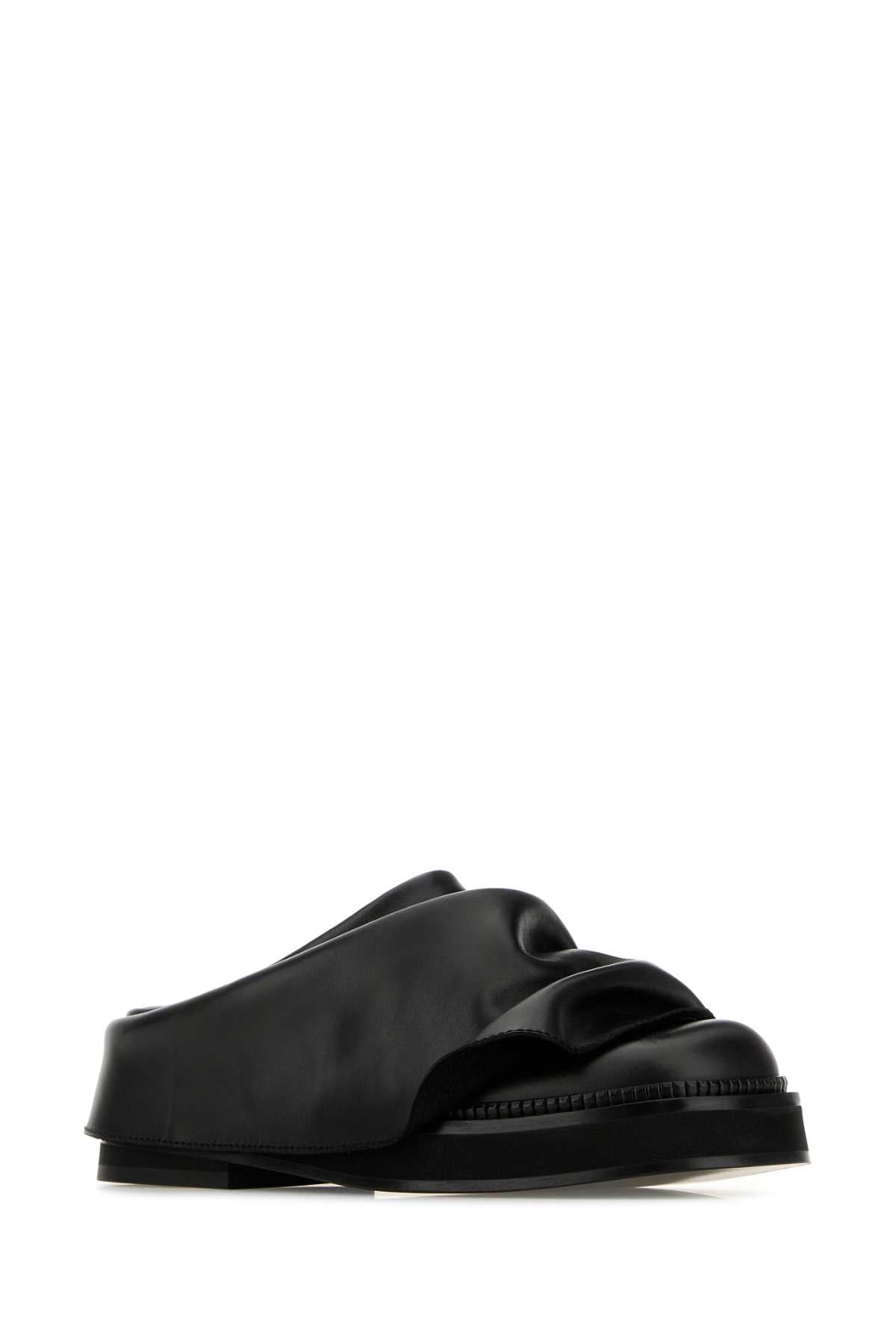 The Attico Women Black Leather Mini Robin Slippers THE ATTICO