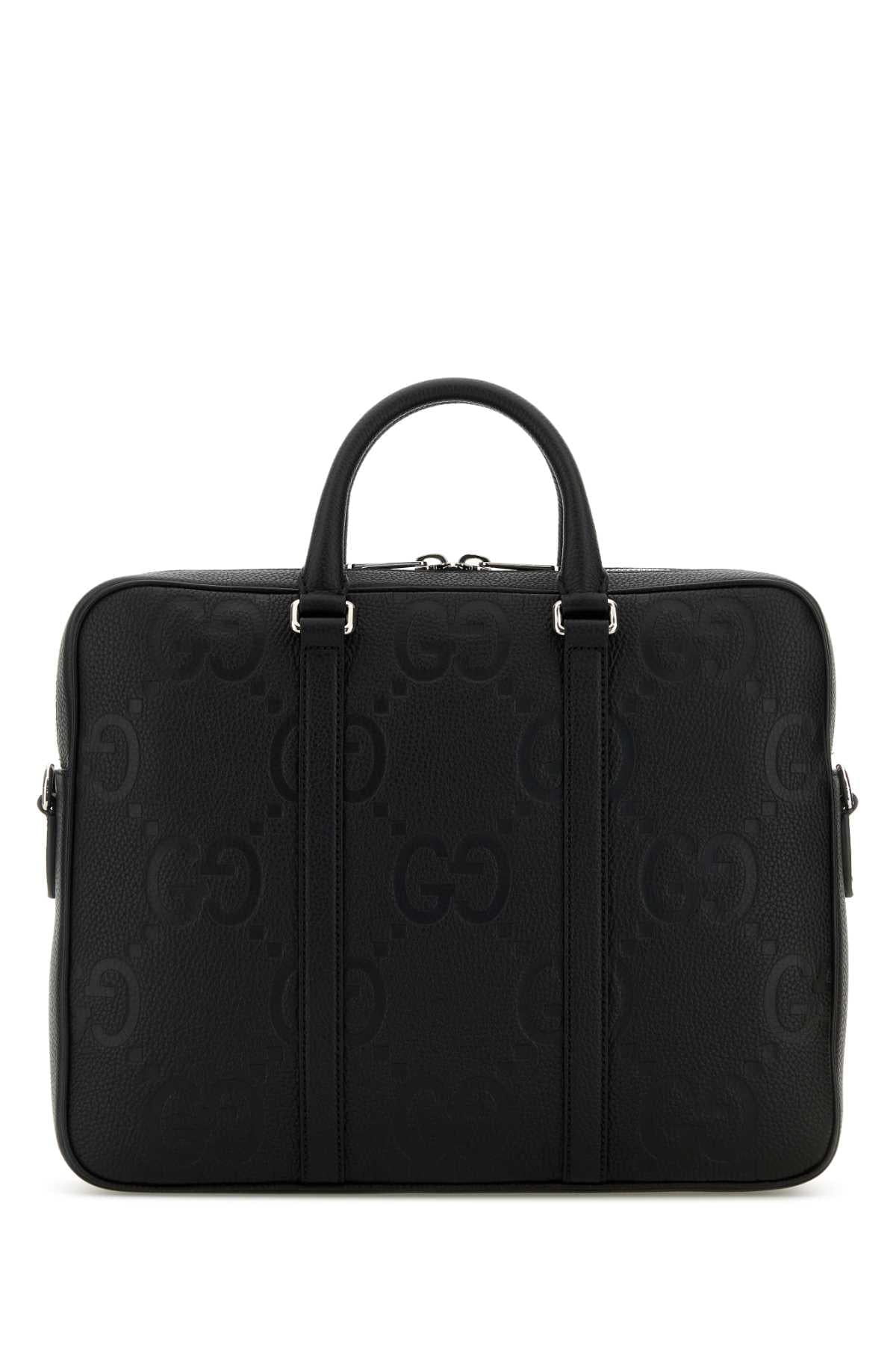 Gucci Men Black Leather Briefcase GUCCI