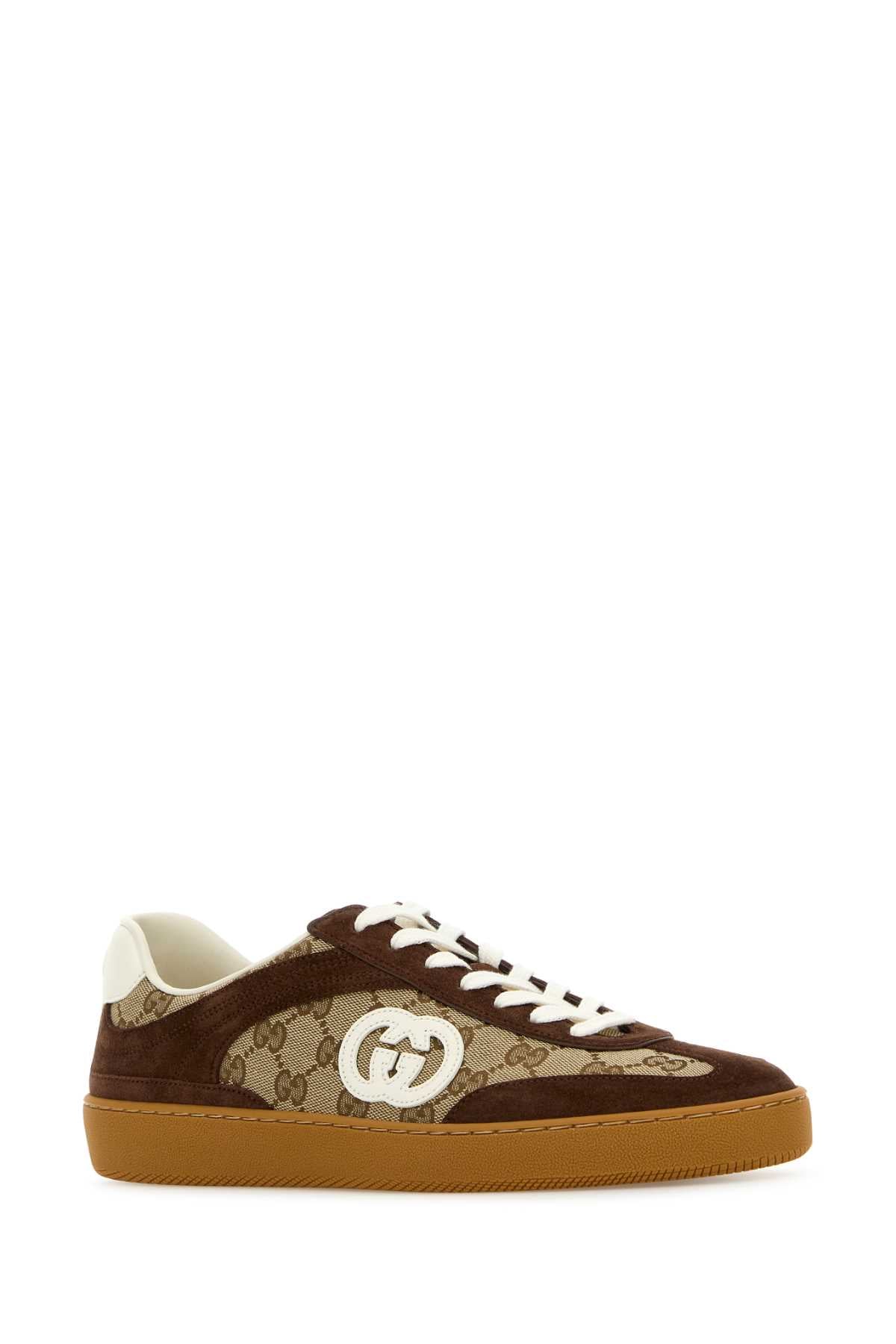 Gucci Men Gg Fabric And Suede Sneakers GUCCI