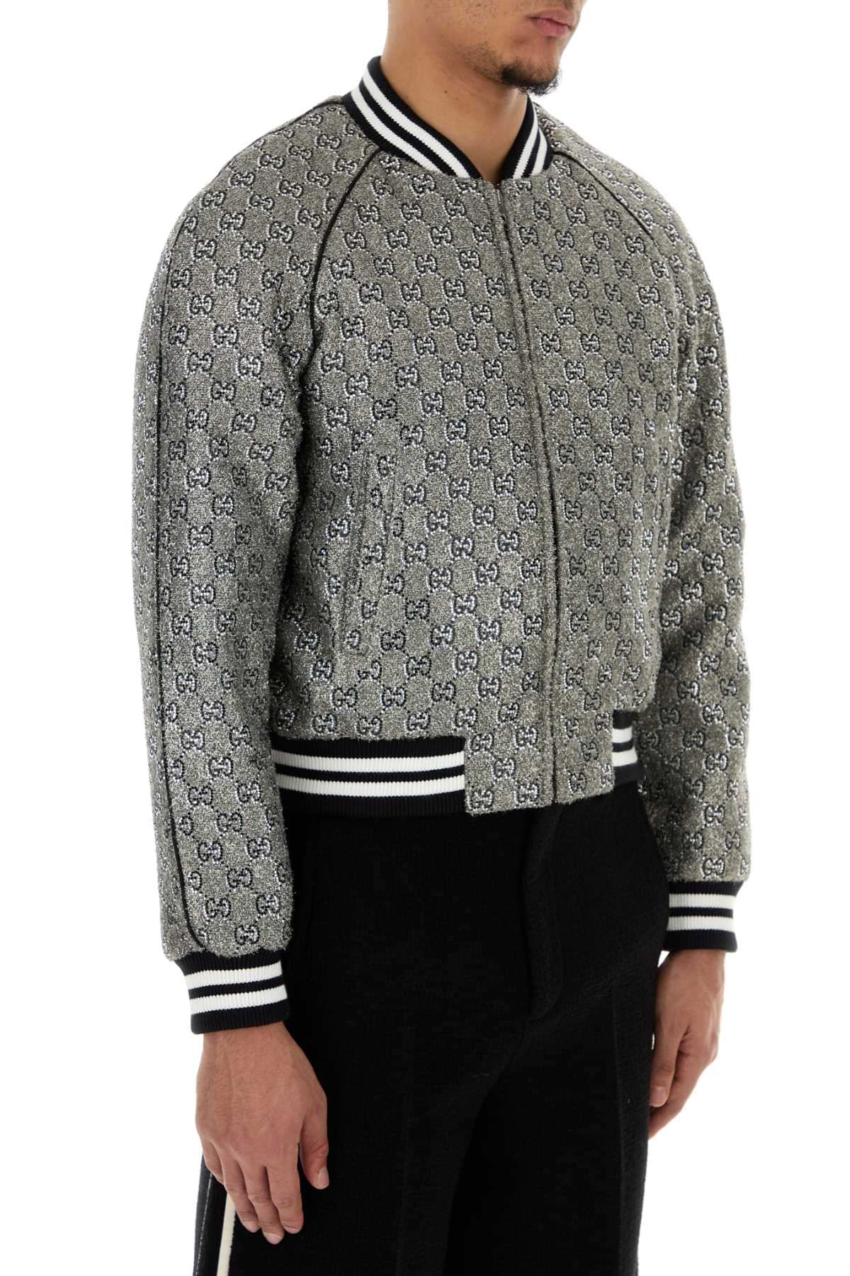 Gucci Men Embellished Tweed Bomber Jacket GUCCI