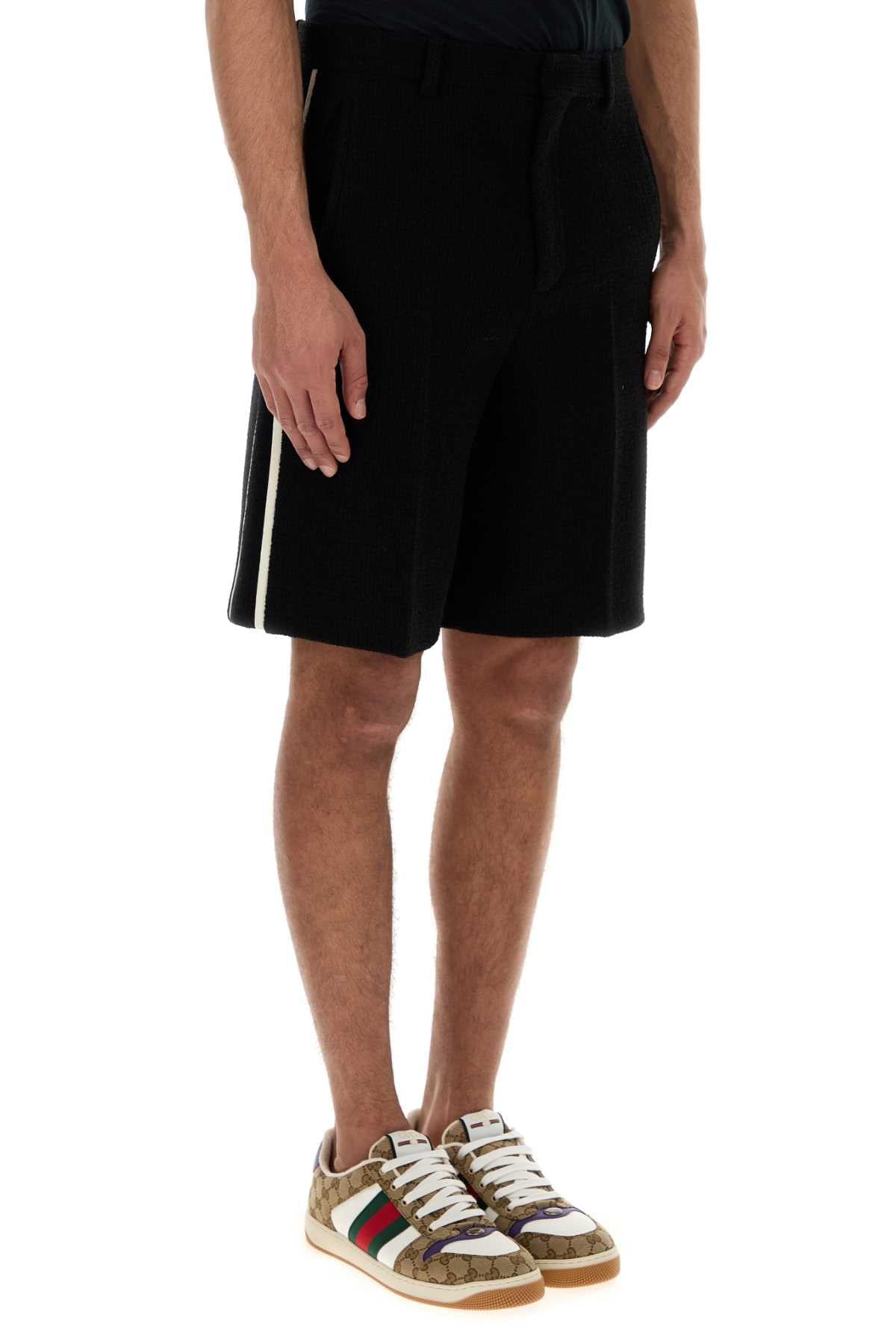 Gucci Men Black Boucle Bermuda Shorts GUCCI
