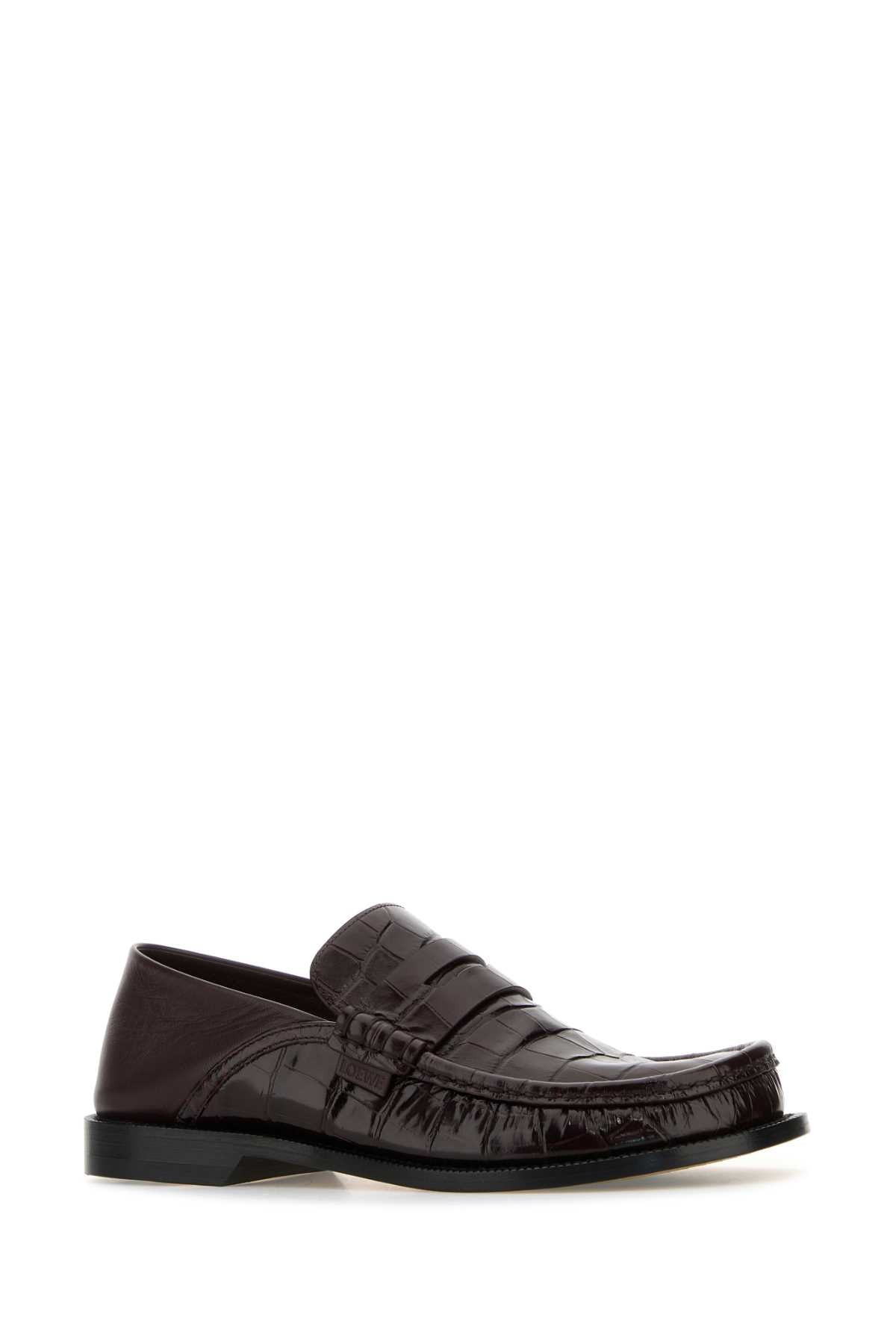 Loewe Women Burgundy Leather Campo Loafers LOEWE