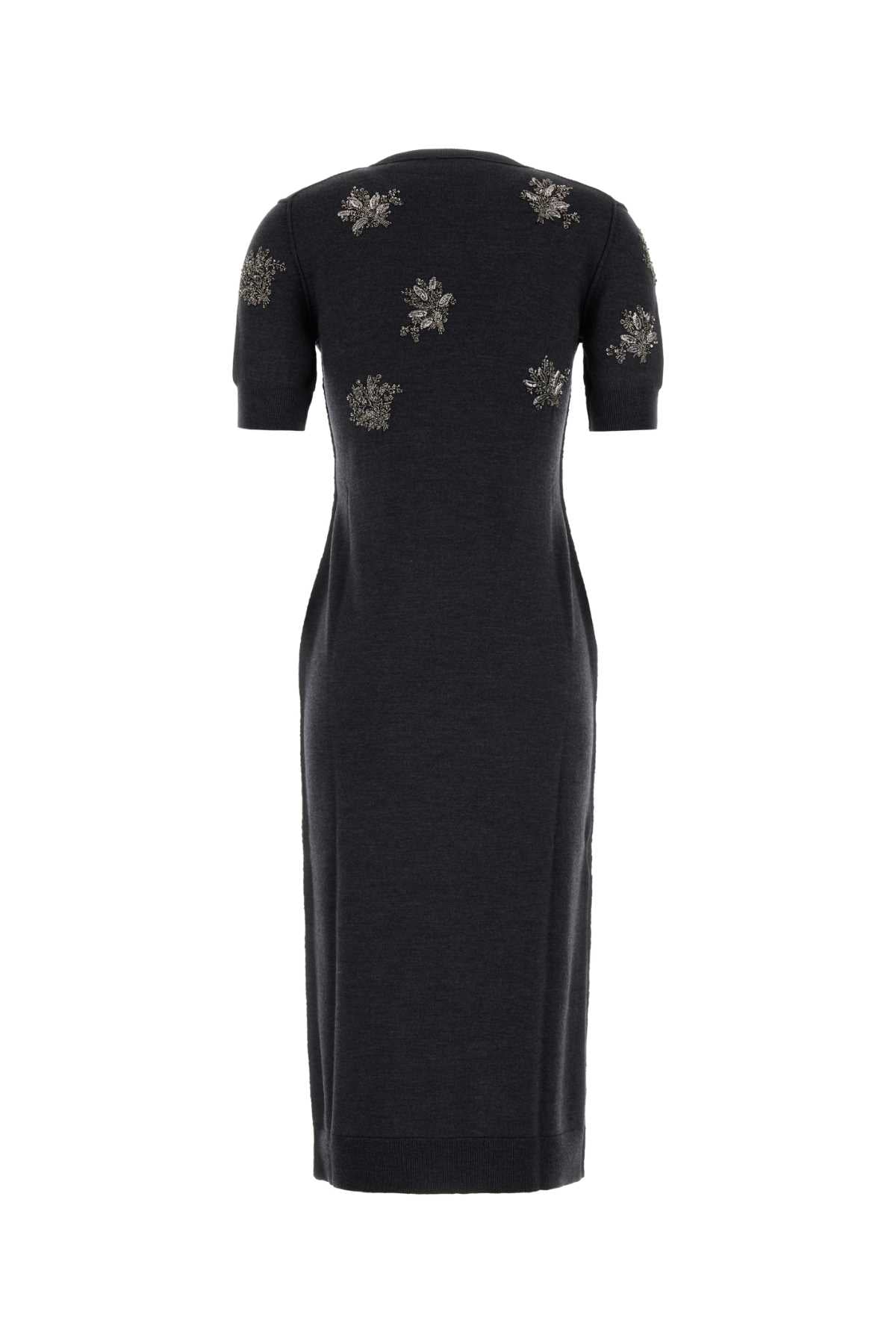 Fendi Women Charcoal Stretch Wool Dress FENDI