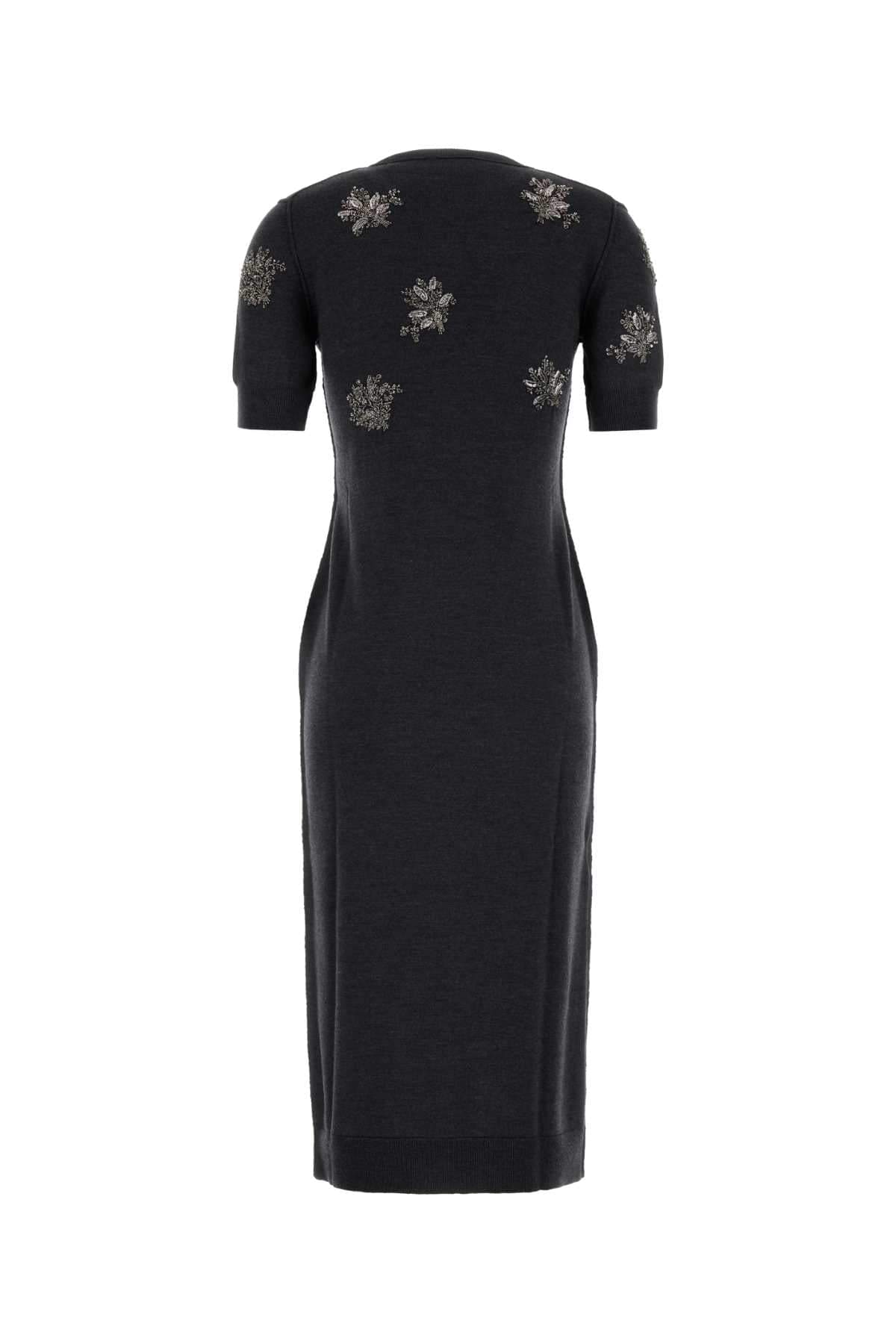 Fendi Women Charcoal Stretch Wool Dress FENDI