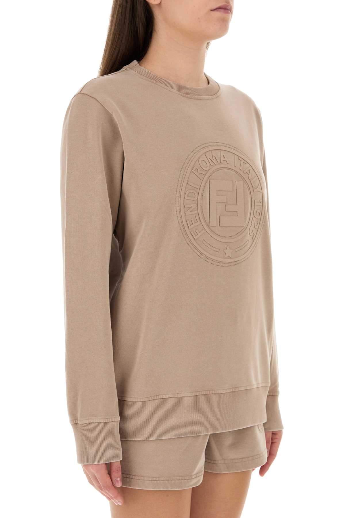 Fendi Women Cappuccino Cotton Oversize Sweatshirt FENDI