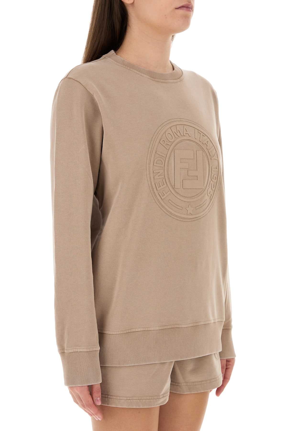 Fendi Women Cappuccino Cotton Oversize Sweatshirt FENDI