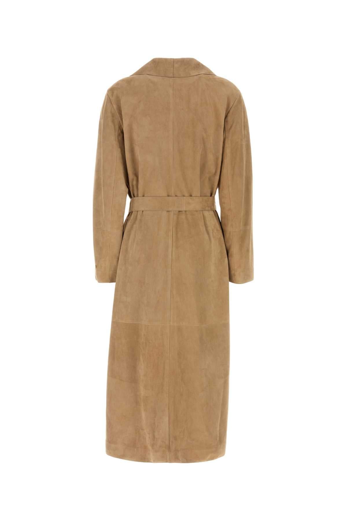 Fendi Women Camel Suede Coat
