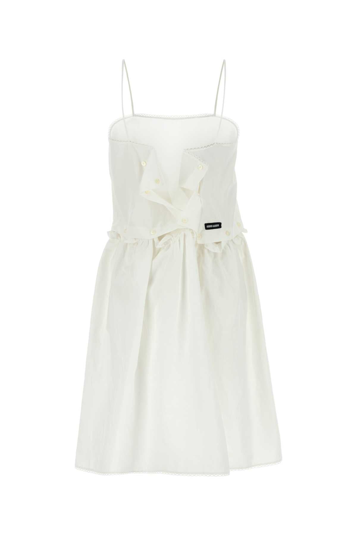 Miu Miu Women White Poplin Mini Dress MIU MIU