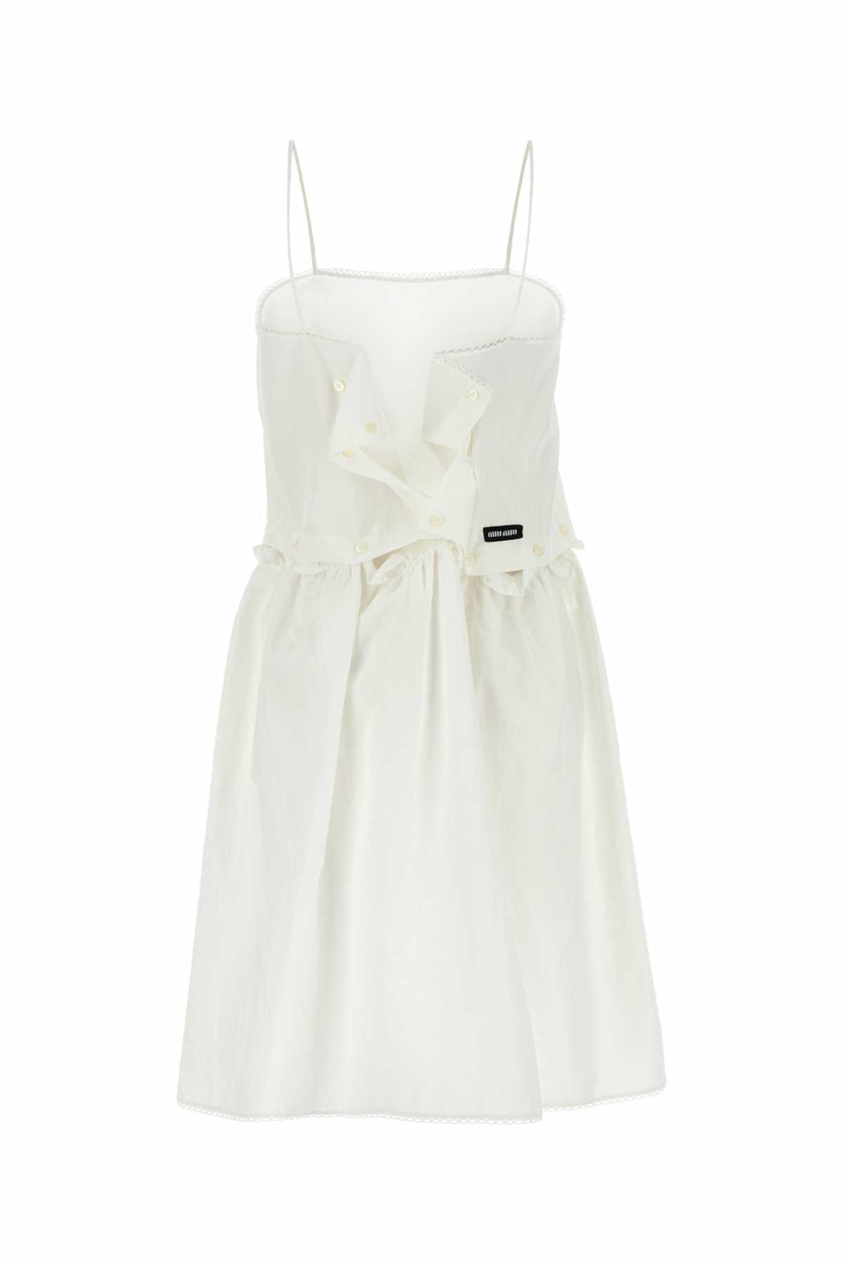 Miu Miu Women White Poplin Mini Dress MIU MIU