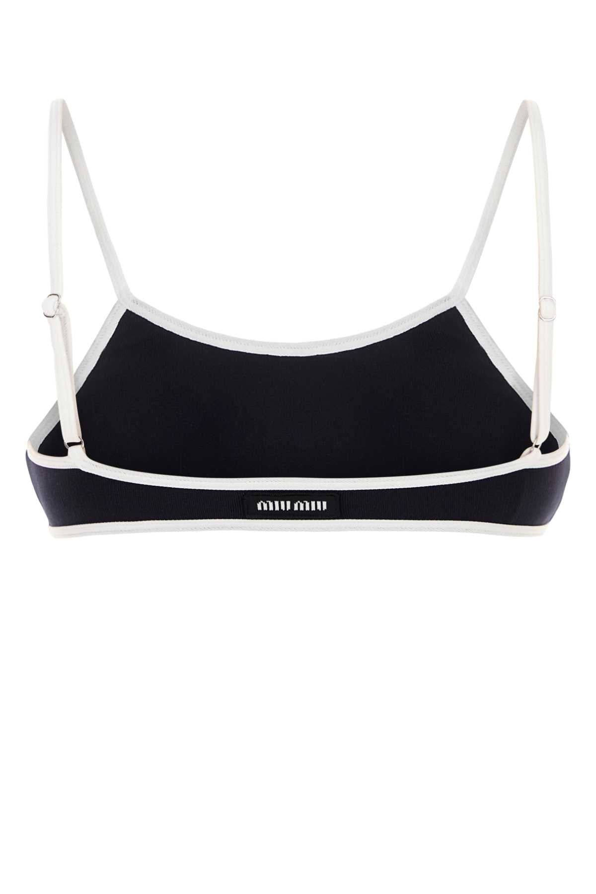 Miu Miu Women Midnight Blue Stretch Nylon Bikini Top MIU MIU