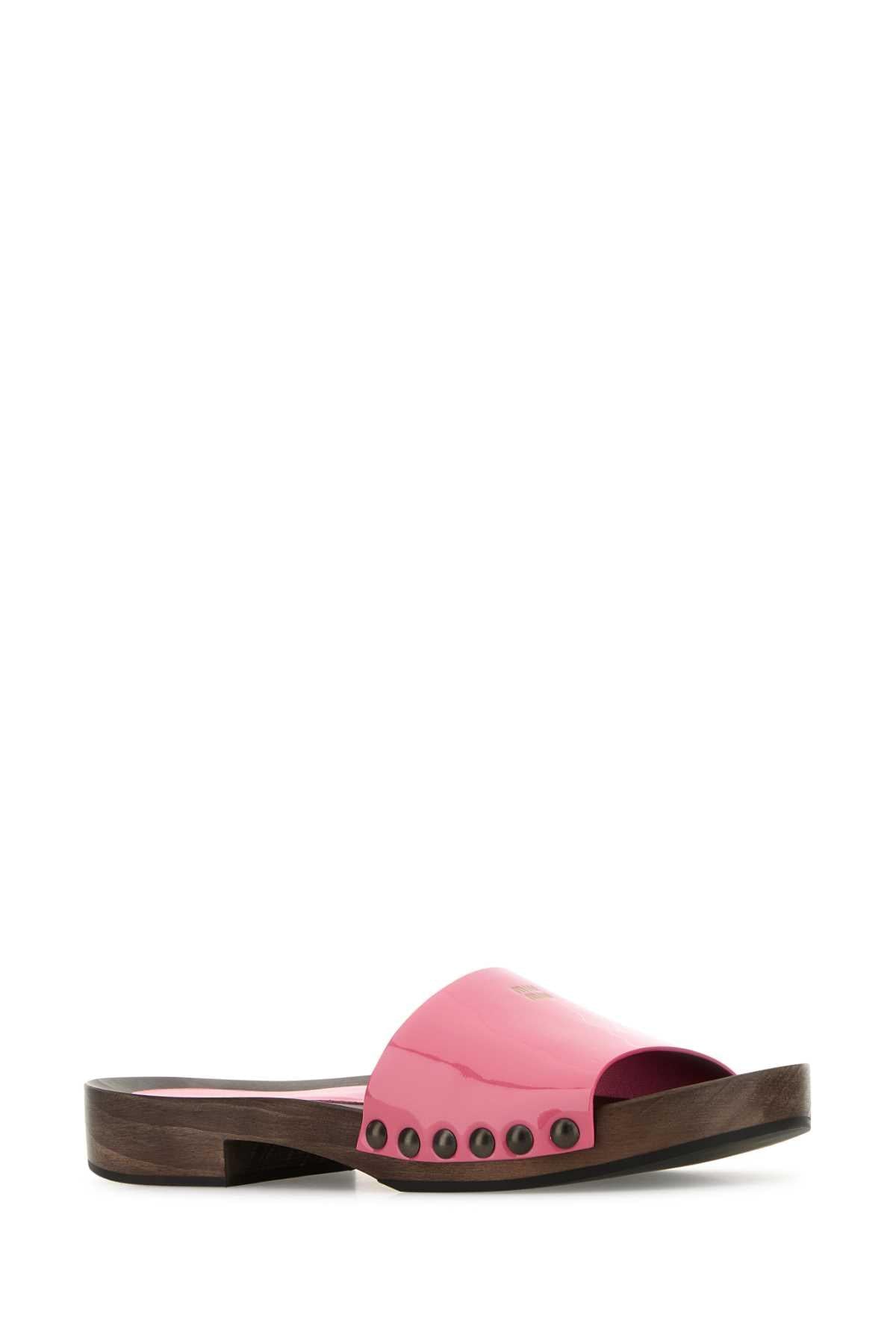 Miu Miu Women Fuchsia Leather Clogs MIU MIU