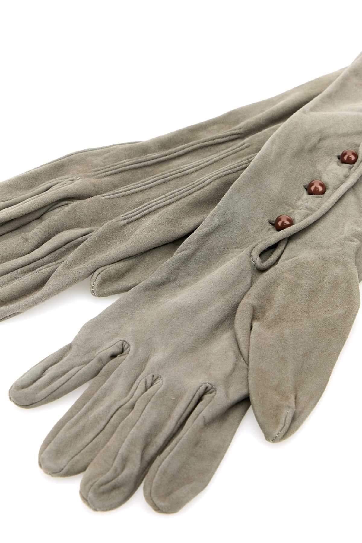 Prada Women Ligh Grey Suede Long Gloves PRADA