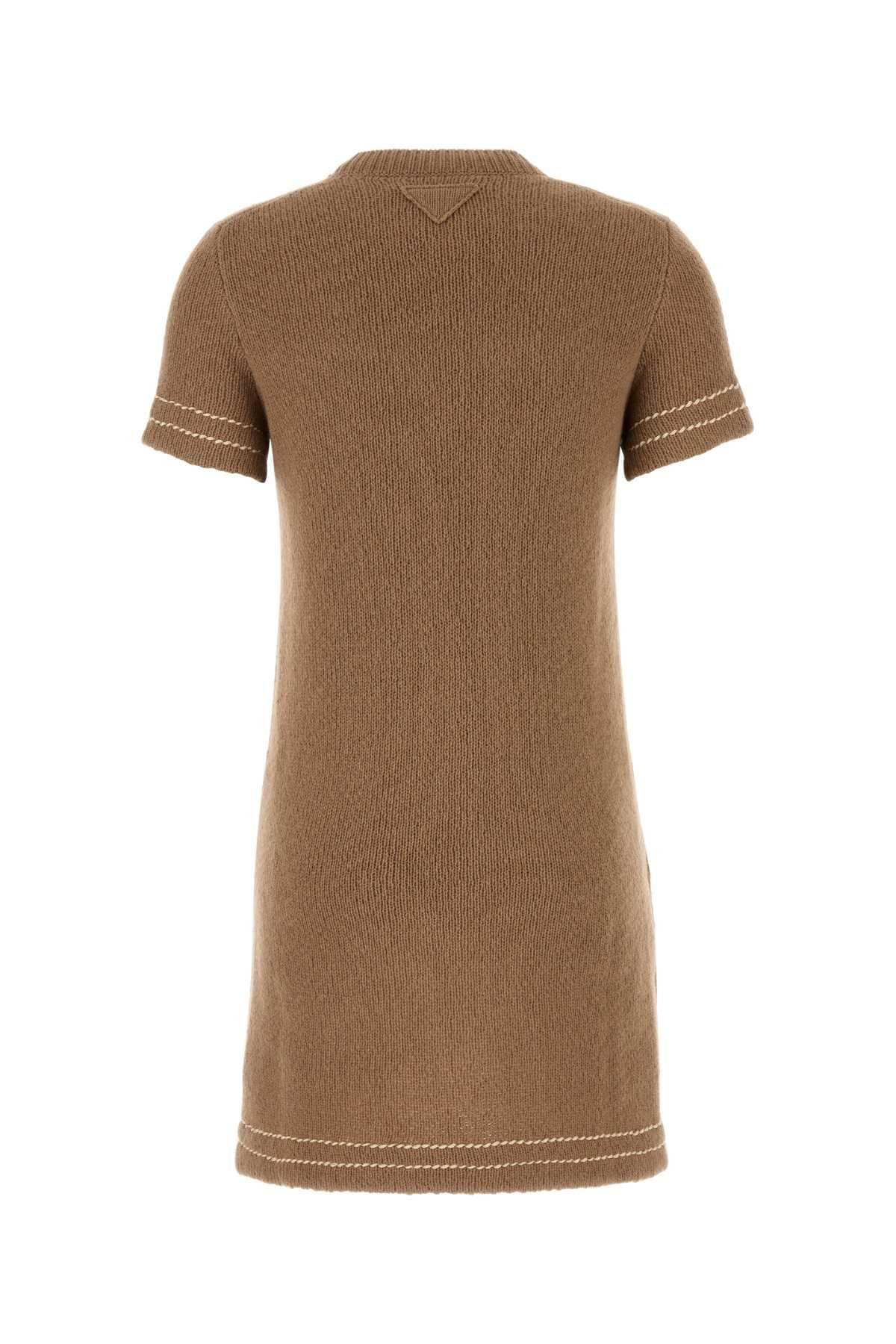 Prada Women Biscuit Cashmere Mini Dress PRADA