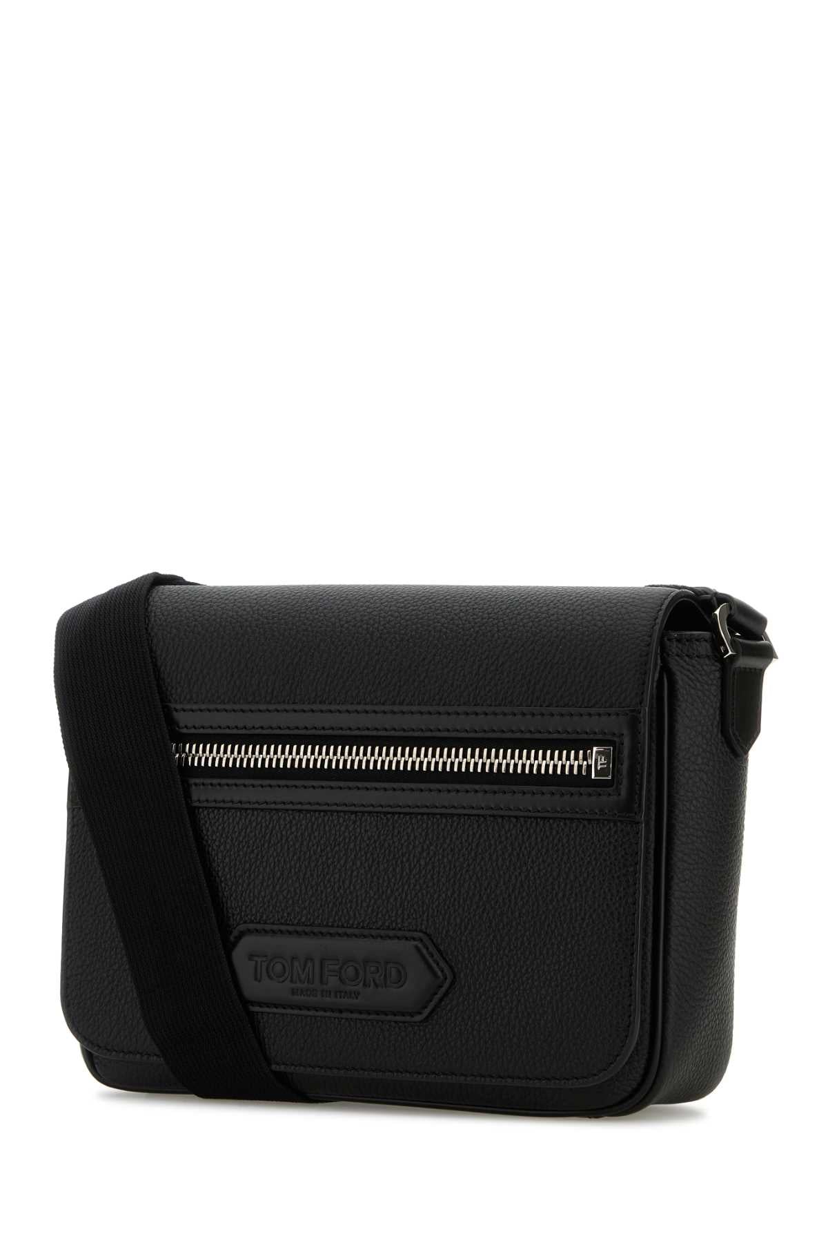 Tom Ford Men Black Leather Small Traveller Crossbody Bag TOM FORD
