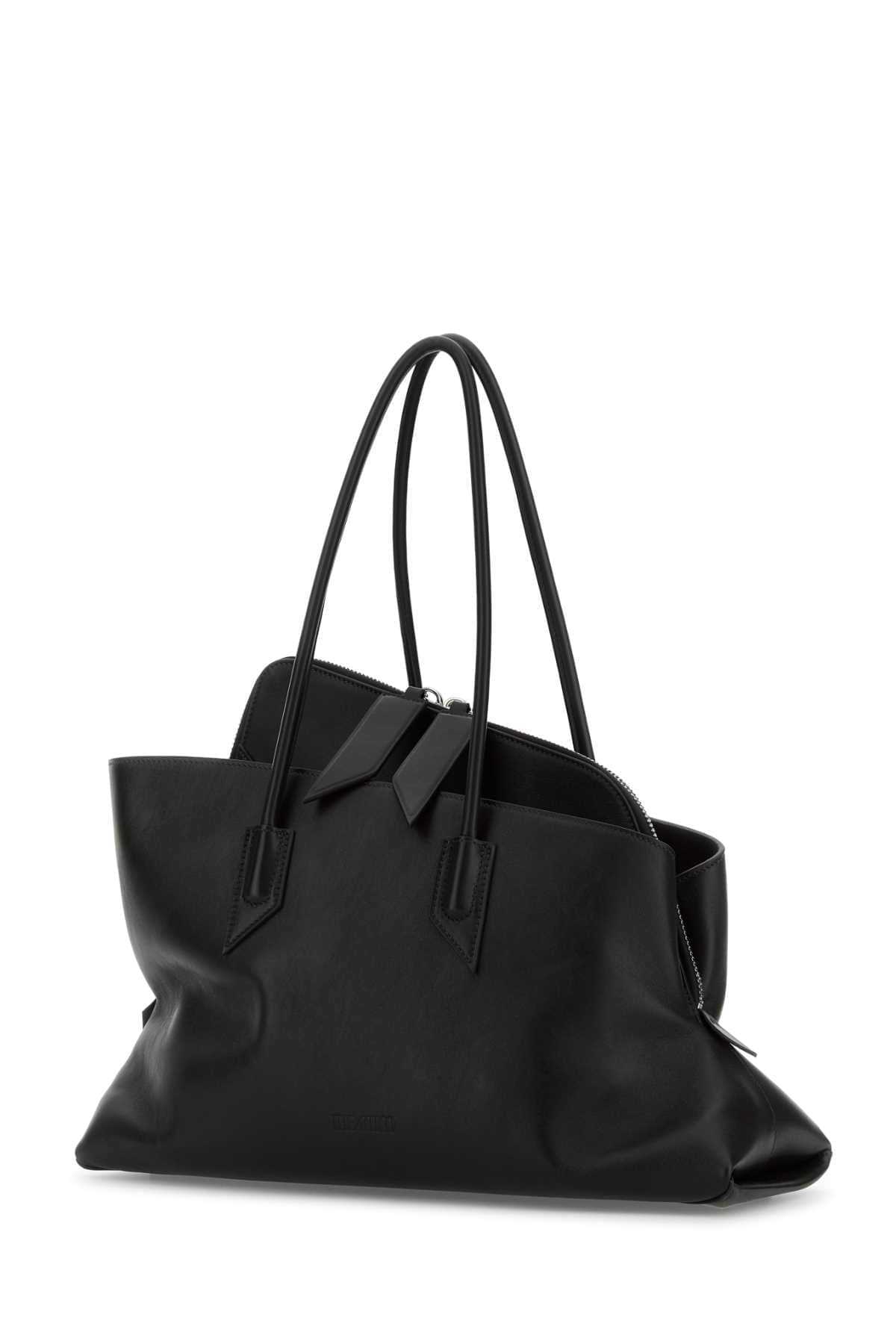 The Attico Women Black Leather Medium La Passeggiata Shoulder Bag THE ATTICO