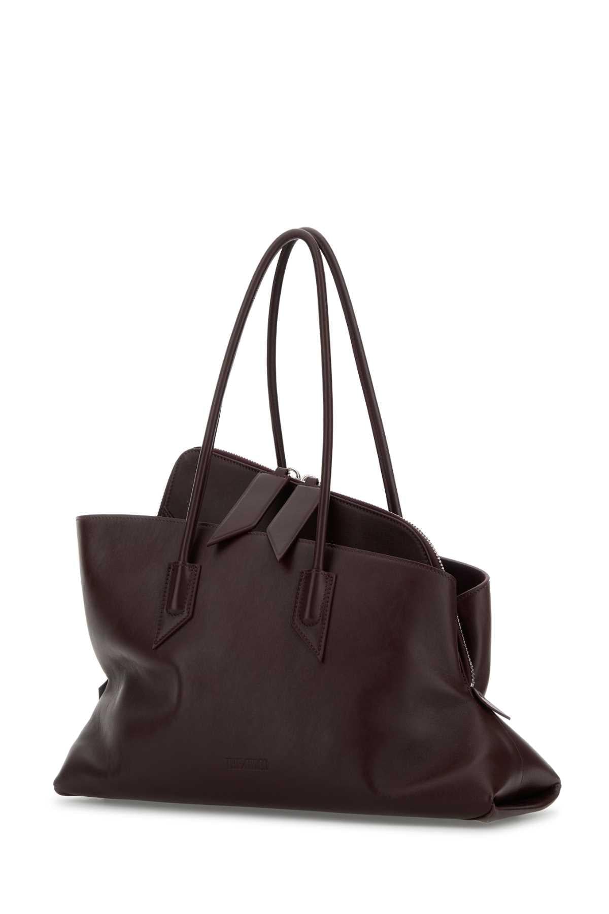 The Attico Women Burgundy Leather Medium La Passeggiata Shoulder Bag THE ATTICO