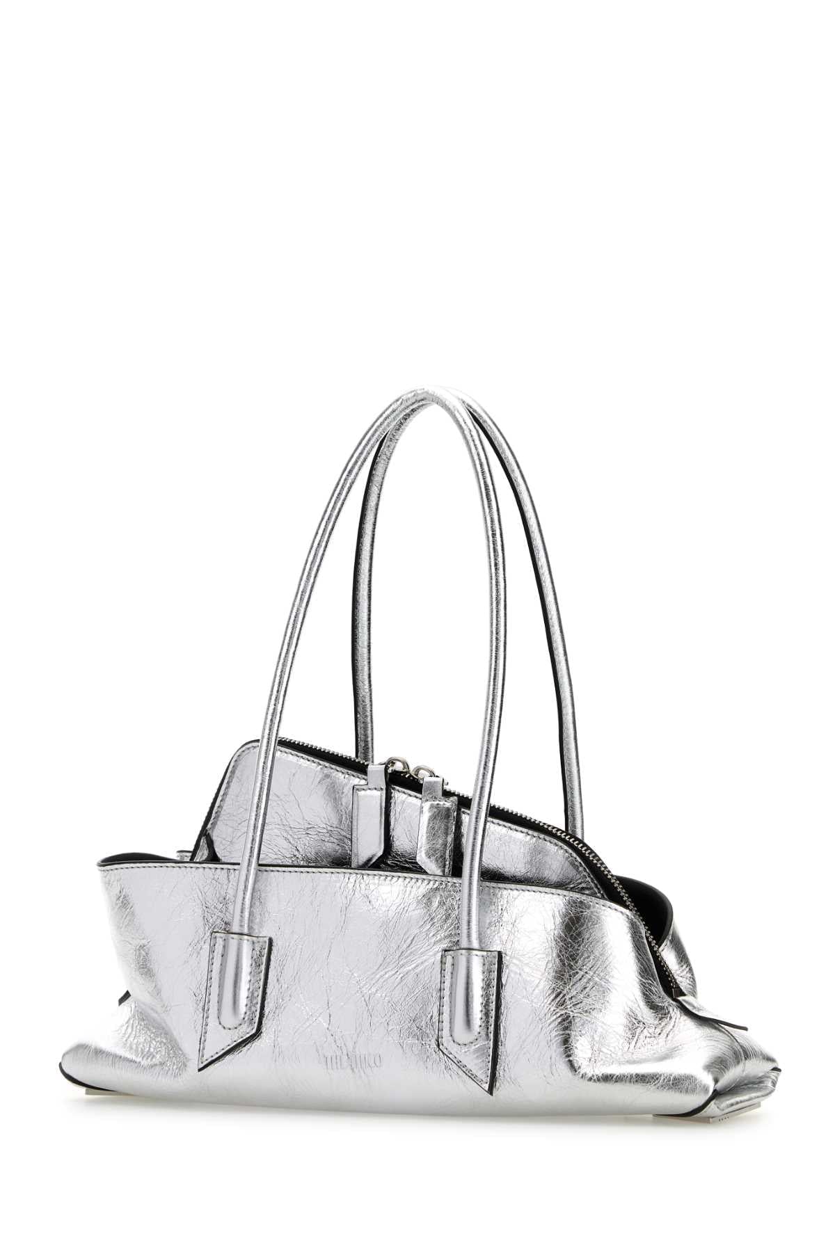 The Attico Women Silver Leather Small La Passeggiata Handbag THE ATTICO