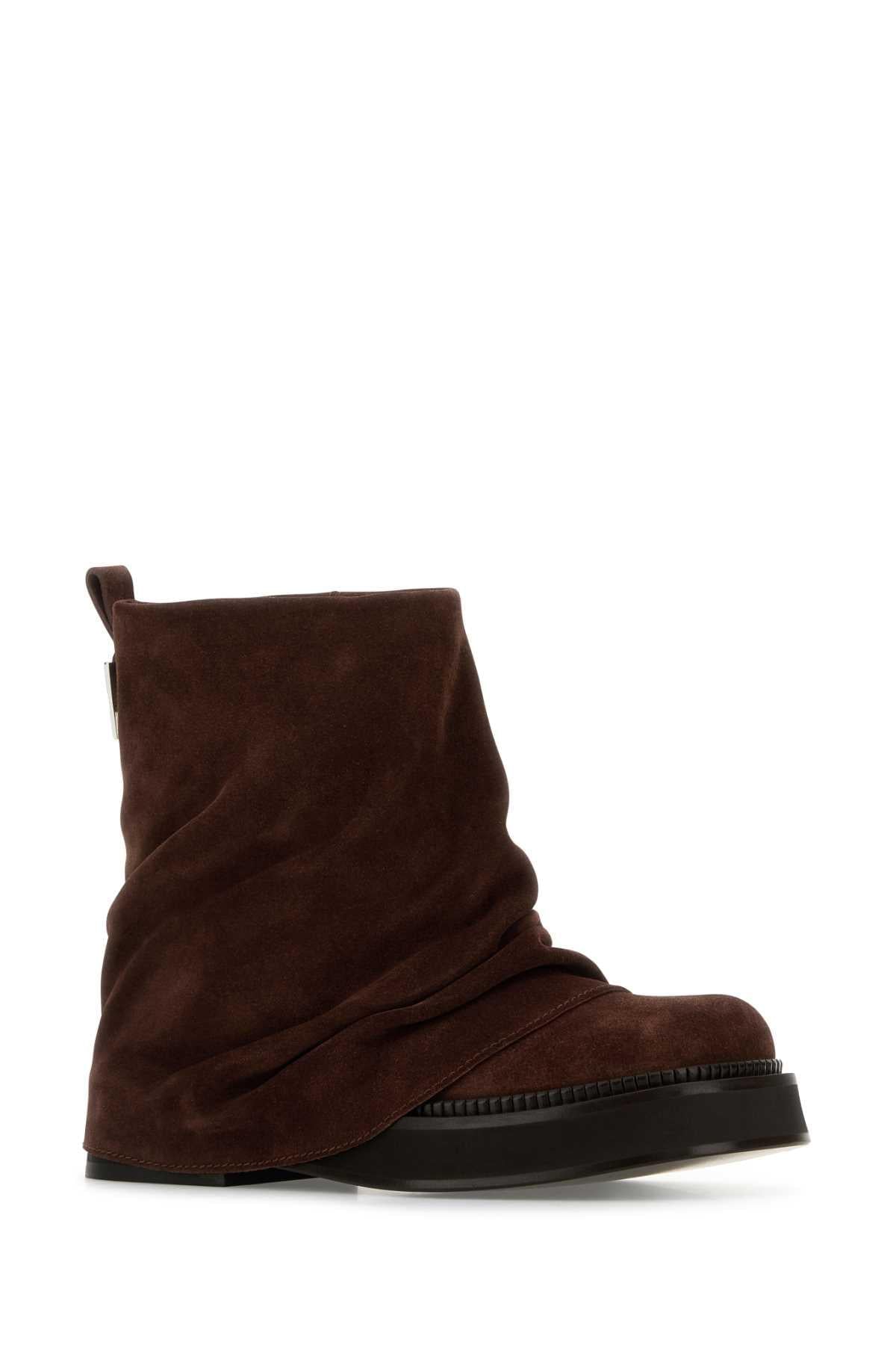 The Attico Women Brown Suede Mini Robin Ankle Boots THE ATTICO