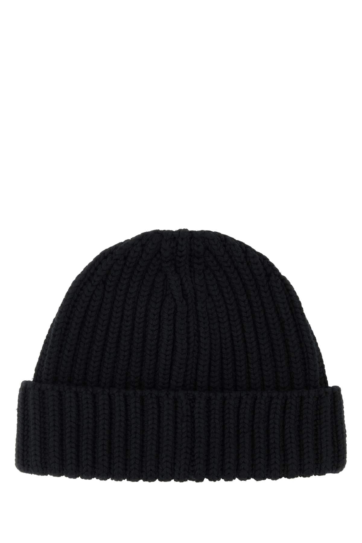 Prada Women Black Wool Beanie Hat PRADA