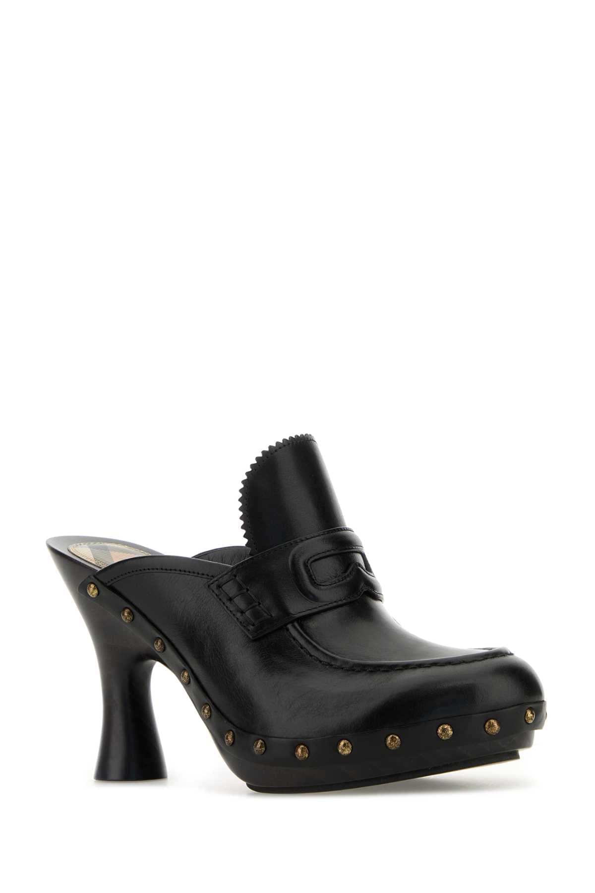 Burberry Women Black Leather Mules BURBERRY