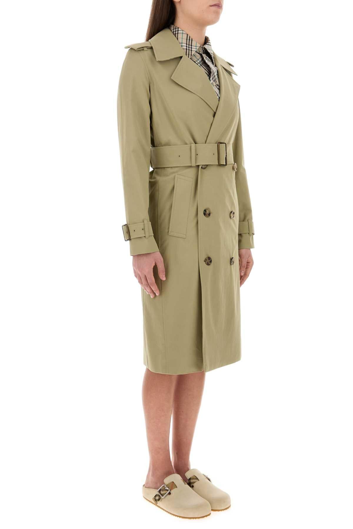 Burberry Women Sage Green Gabardine Trench Coat BURBERRY