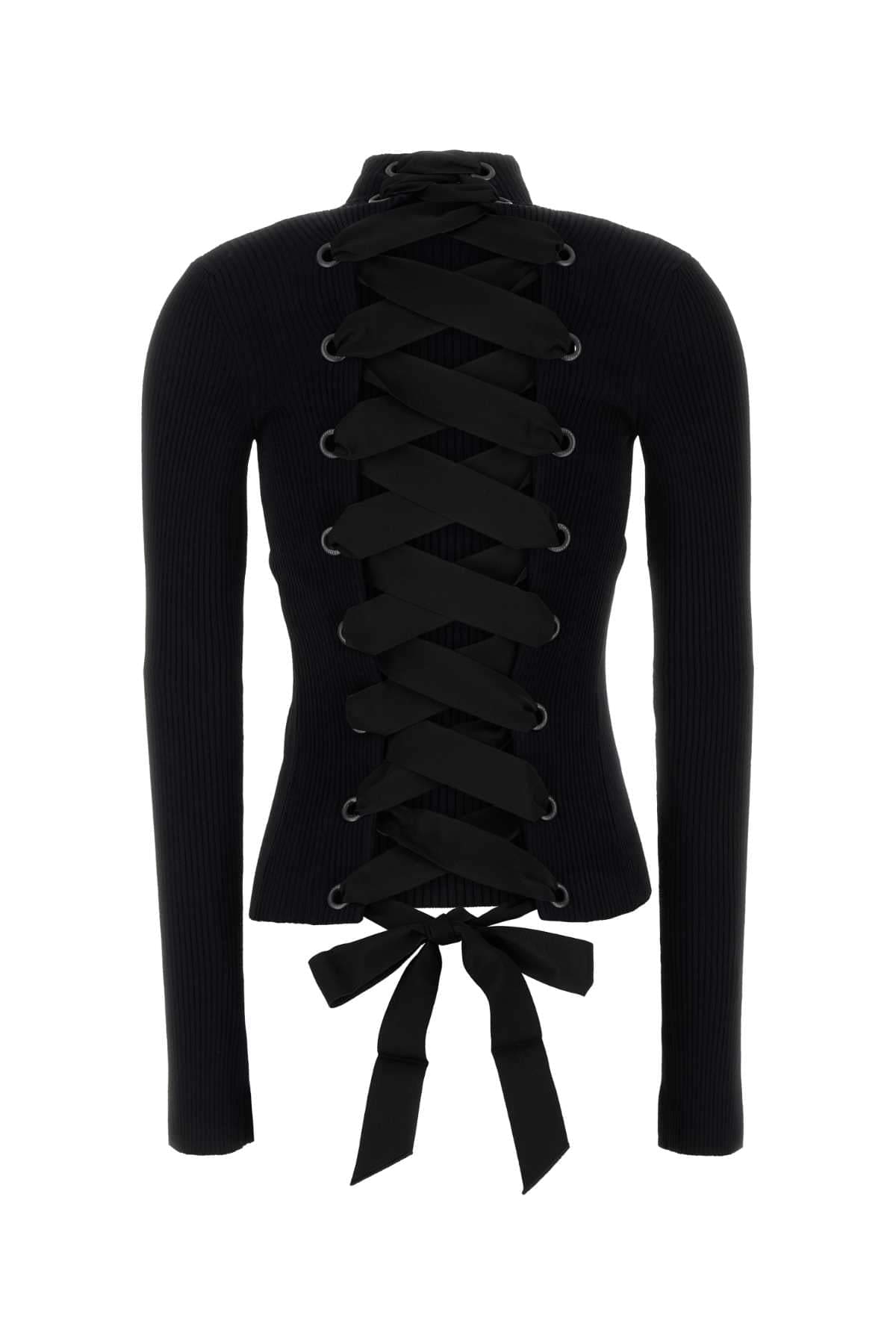 Balenciaga Women Black Stretch Viscose Blend Top BALENCIAGA