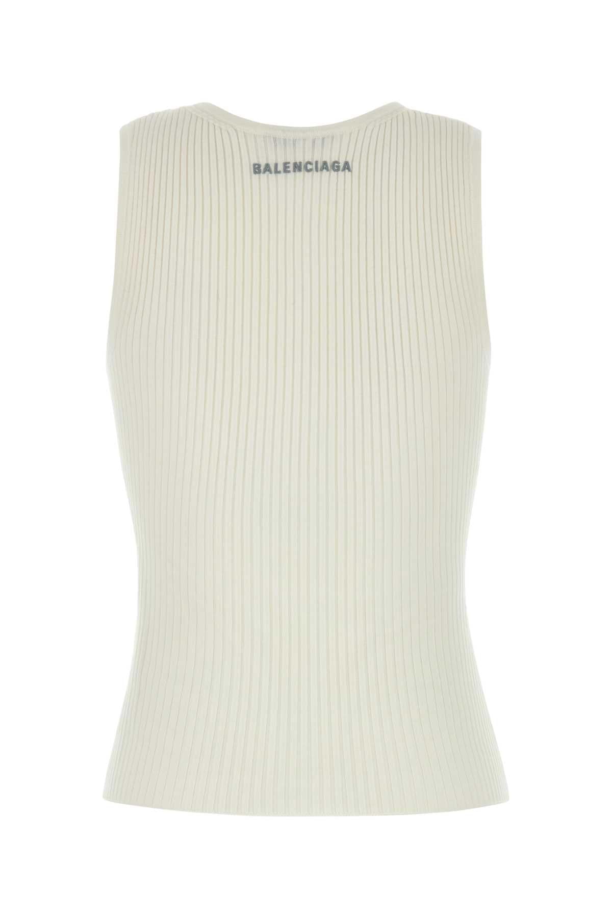 Balenciaga Women White Stretch Wool Blend Tank Top BALENCIAGA