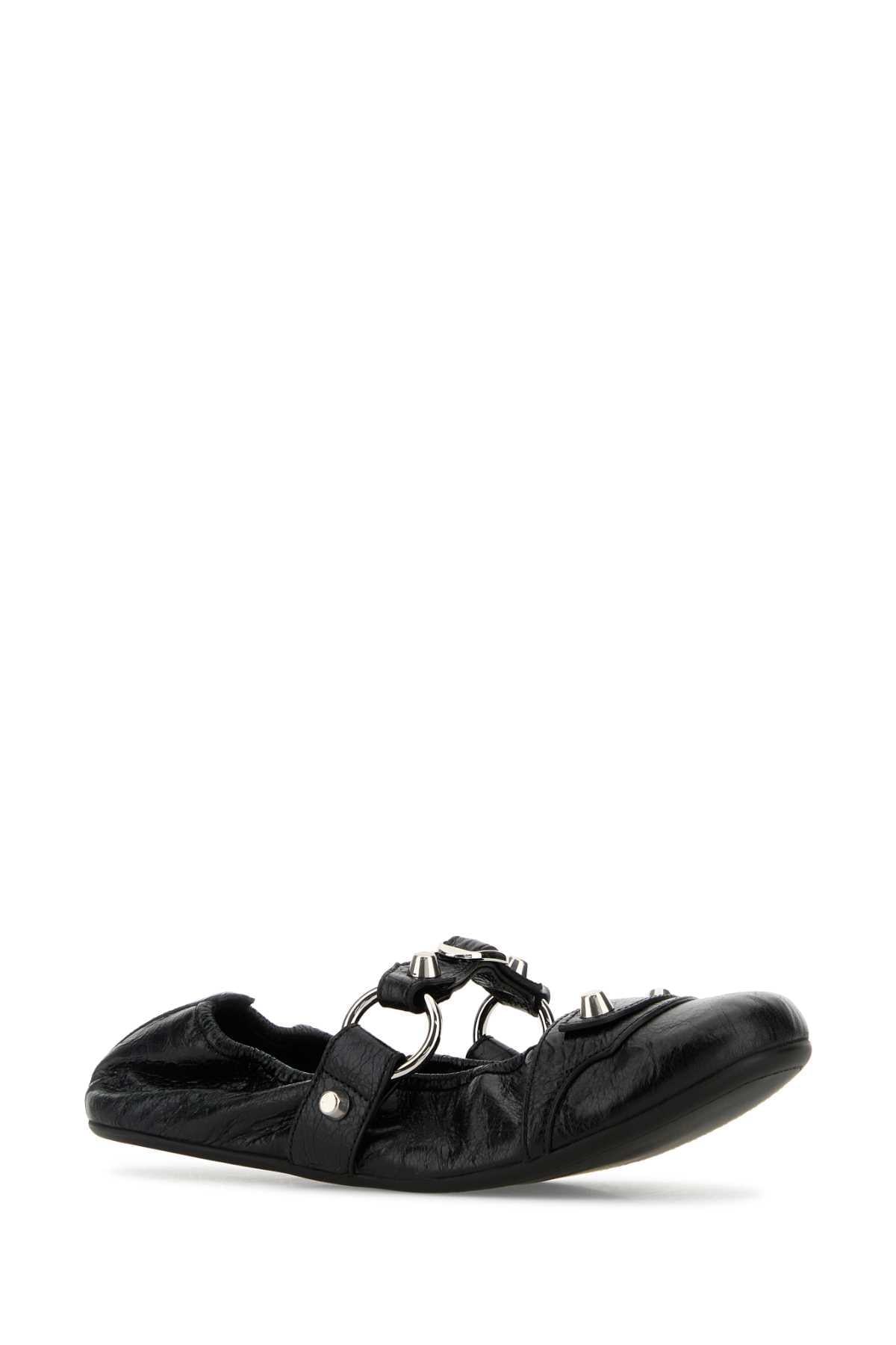 Balenciaga Women Black Leather City Ballerinas BALENCIAGA