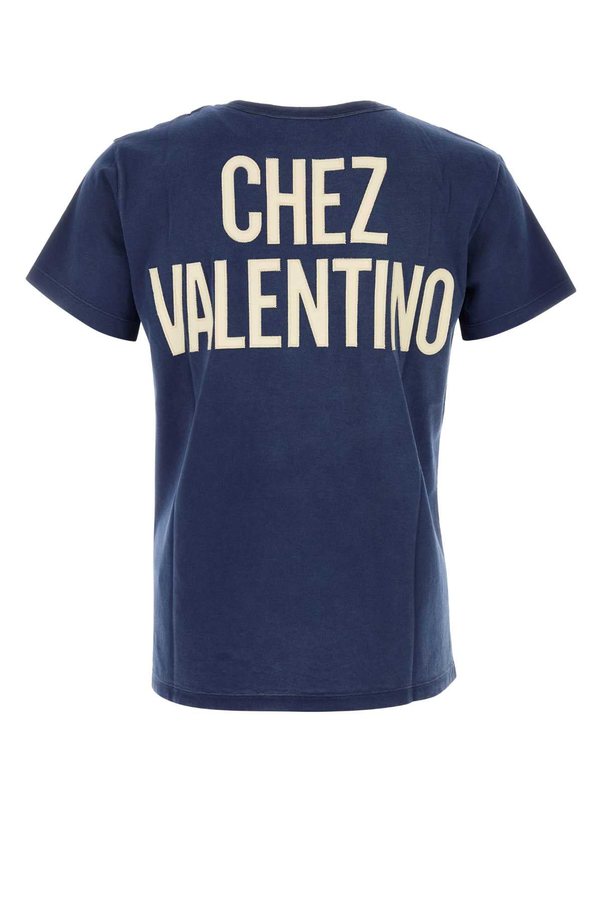 Valentino Garavani Men Blue Cotton T-Shirt