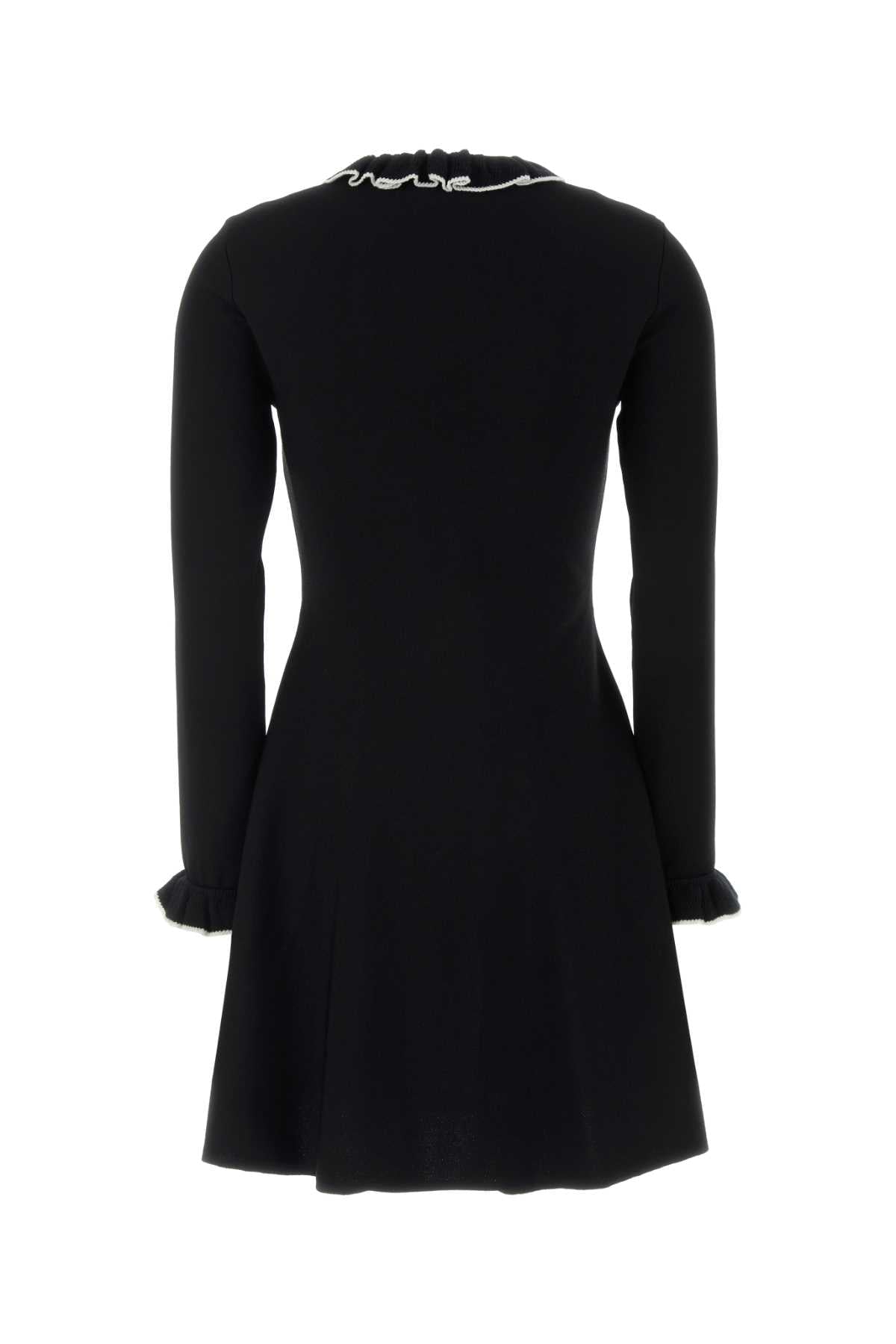 Valentino Garavani Women Black Viscose Blend Mini Dress VALENTINO GARAVANI