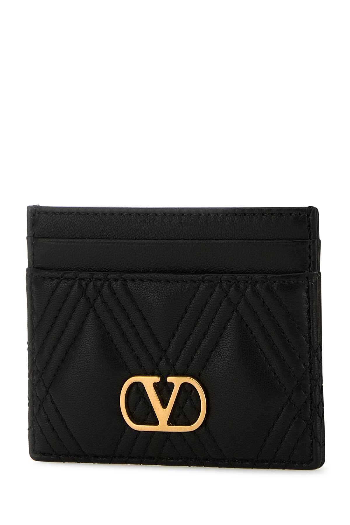 Valentino Garavani Women Black Nappa Leather Quiltie 67 Card Holder VALENTINO GARAVANI