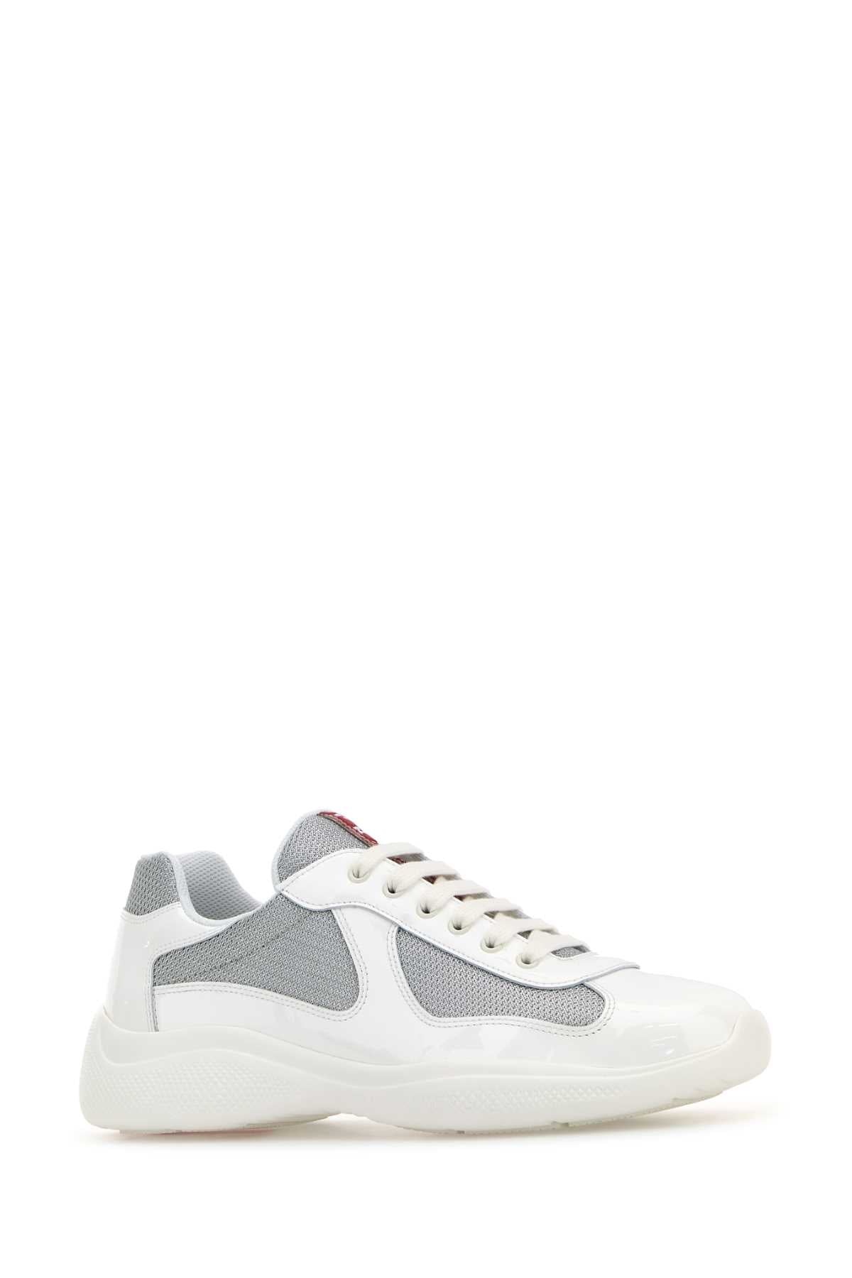 Prada Men Two-Tone Leather And Fabric Prada America S Cup Sneakers PRADA