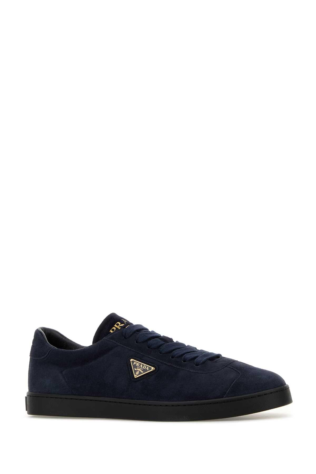 Prada Men Dark Blue Suede Sneakers PRADA