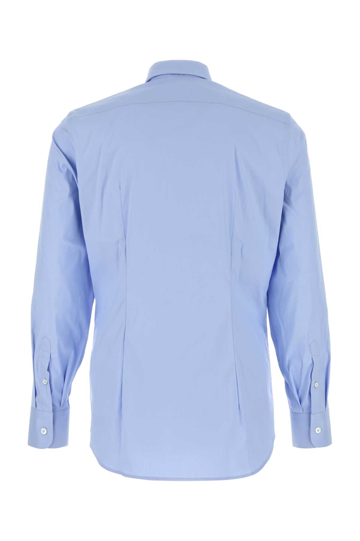 Prada Men Light Blue Stretch Poplin Shirt PRADA