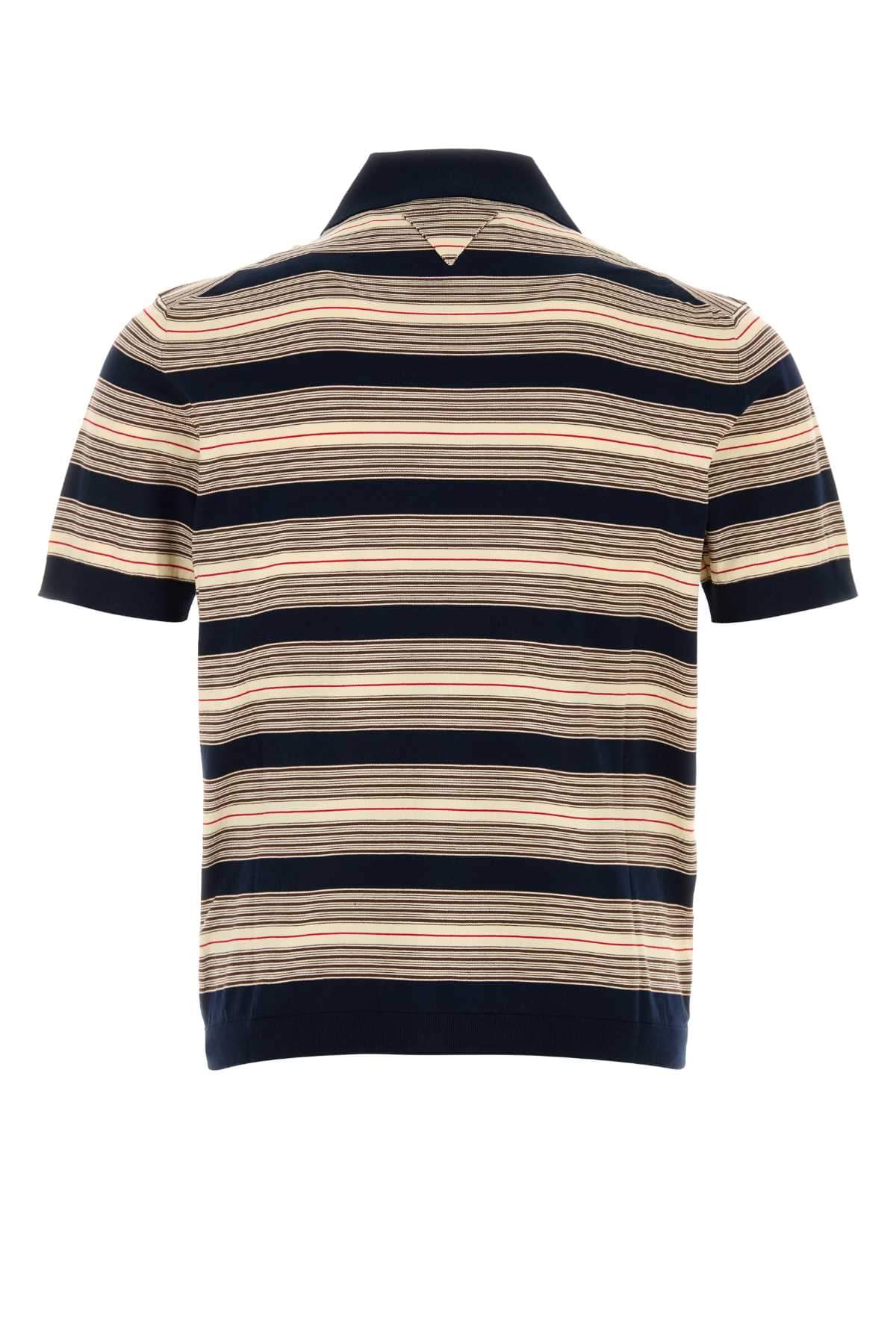 Prada Men Embroidered Stretch Cotton Blend Polo Shirt PRADA