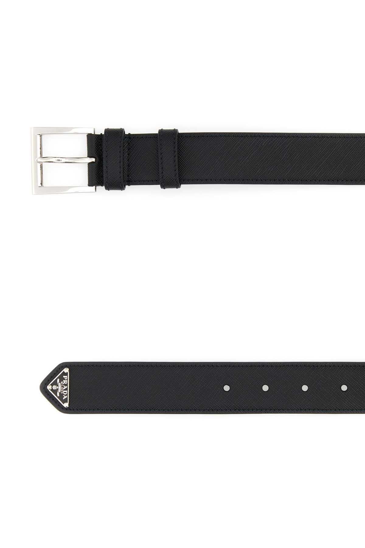 Prada Men Black Leather Belt PRADA