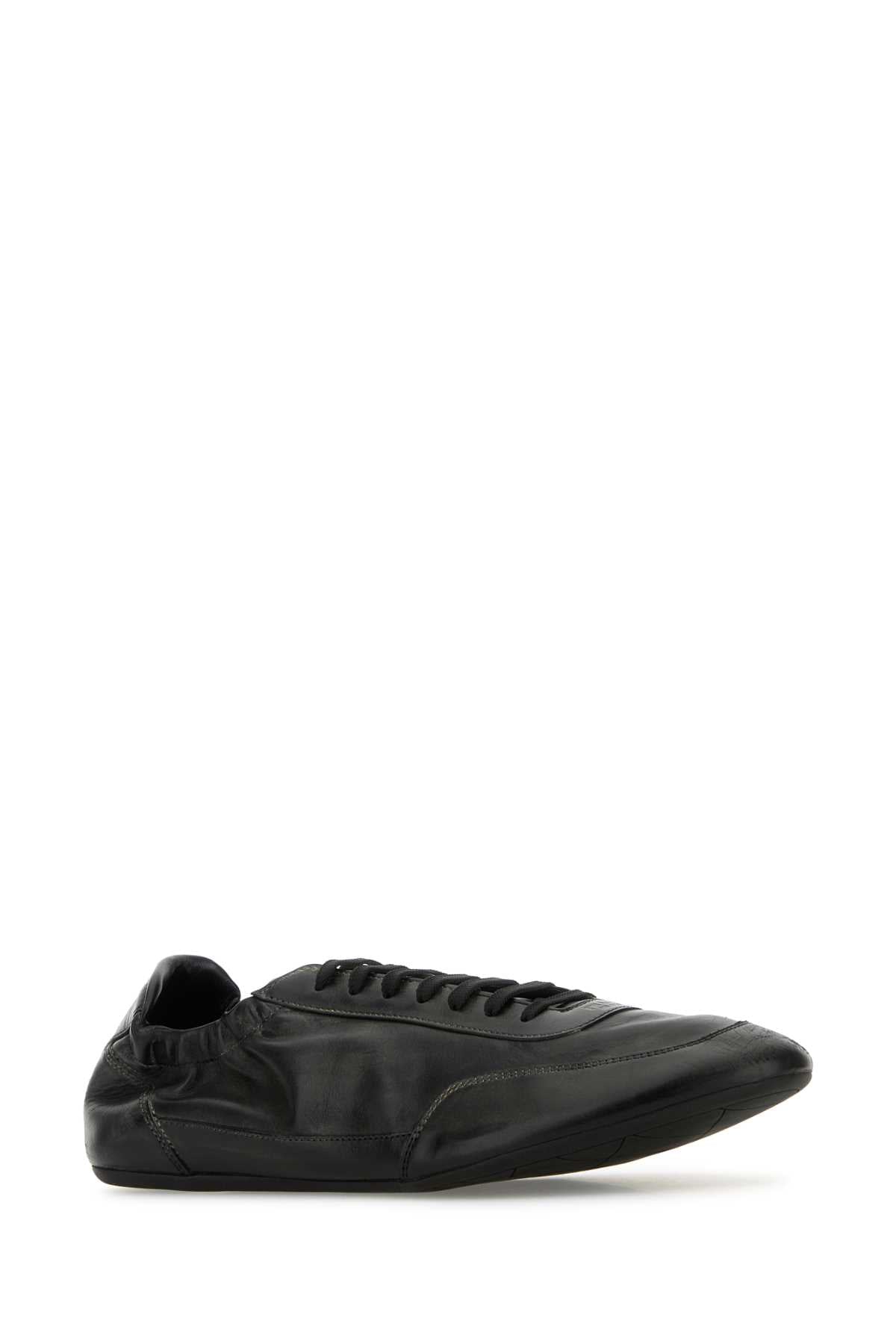 Prada Men Black Leather Collapse Sneakers PRADA