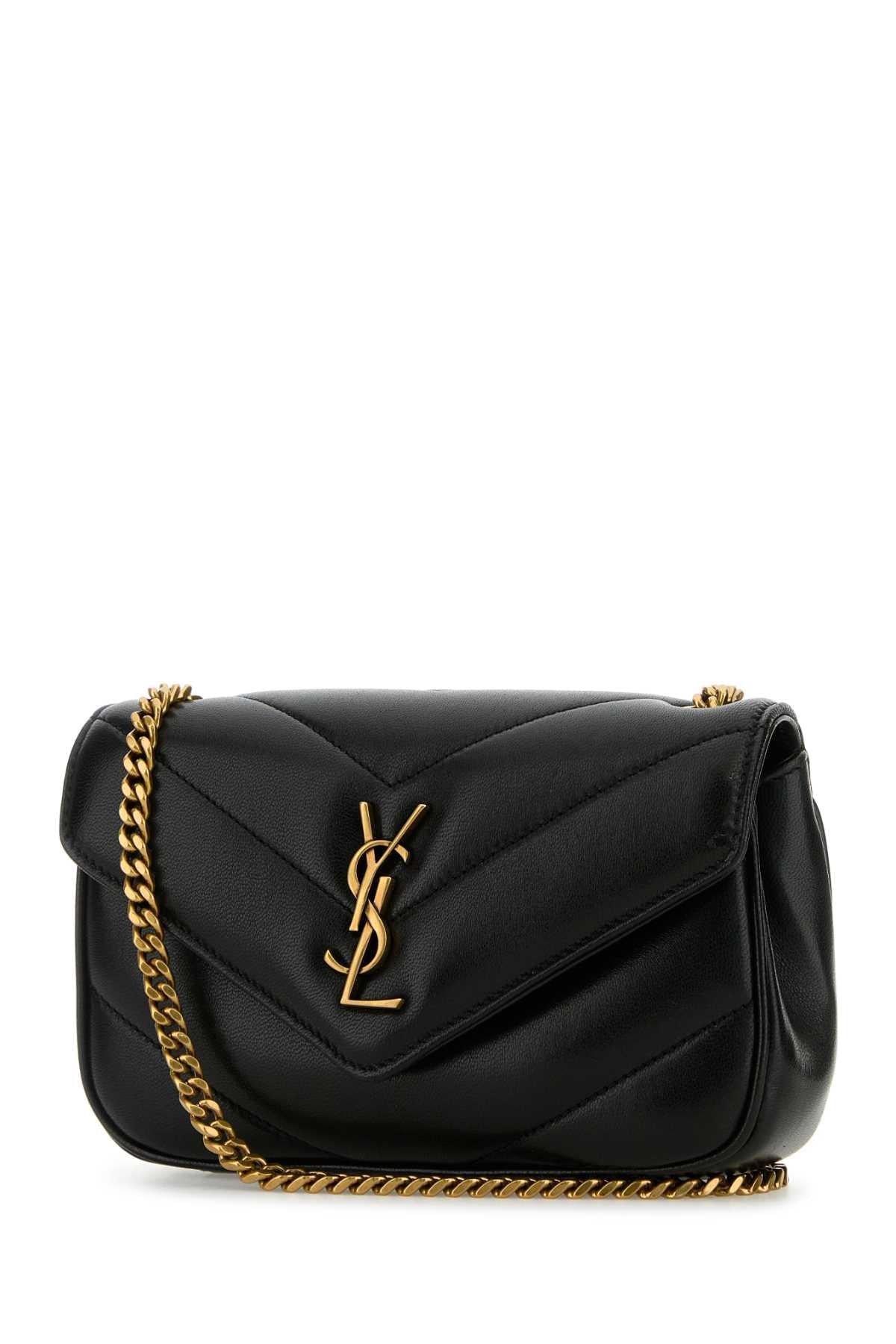 Saint Laurent Women Black Leather Mini Loulou Crossbody Bag SAINT LAURENT
