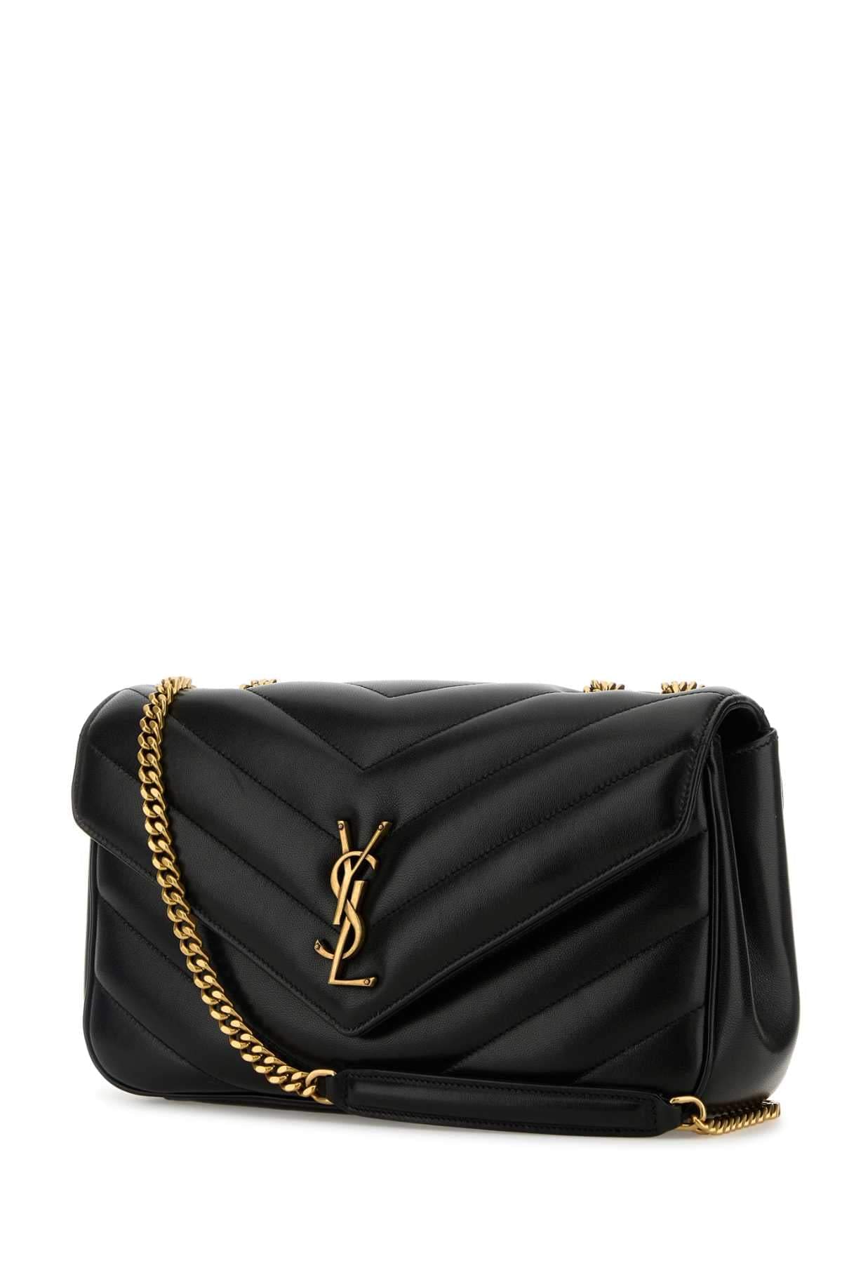 Saint Laurent Women Black Leather Medium Loulou Shoulder Bag SAINT LAURENT