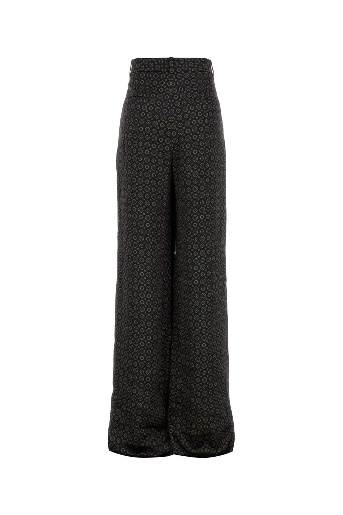 Saint Laurent Women Pritned Satin Wide-Leg Pant SAINT LAURENT