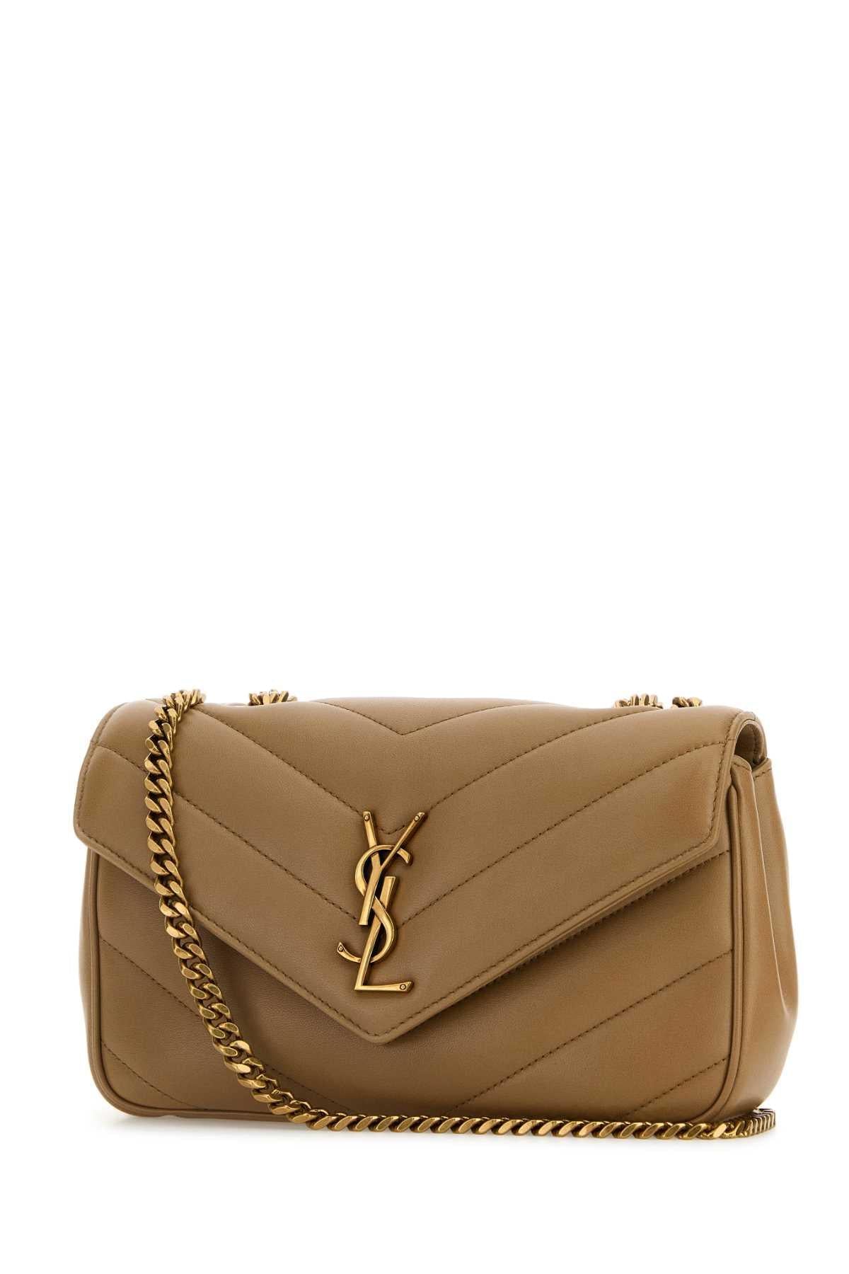 Saint Laurent Women Camel Leather Small Loulou Shoulder Bag SAINT LAURENT