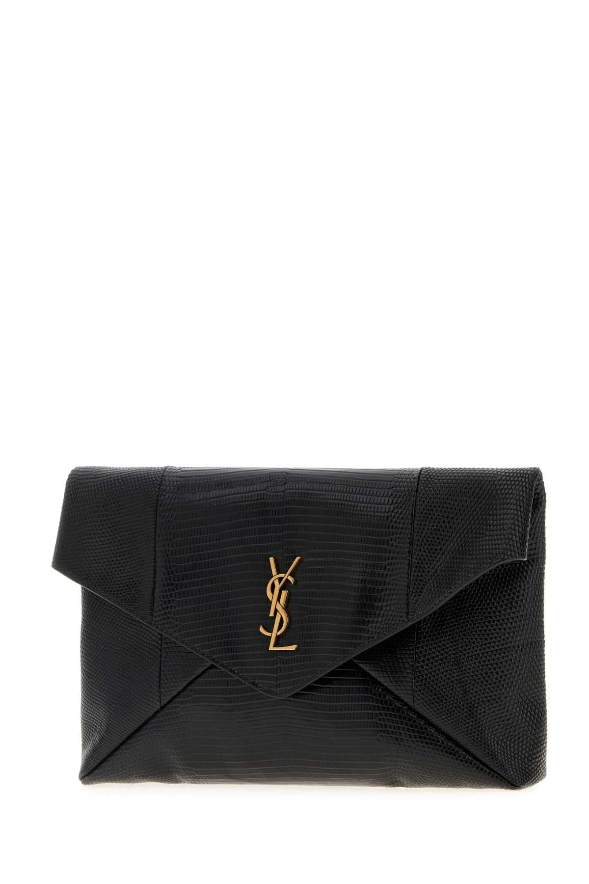 Saint Laurent Women Black Leather Clutch SAINT LAURENT