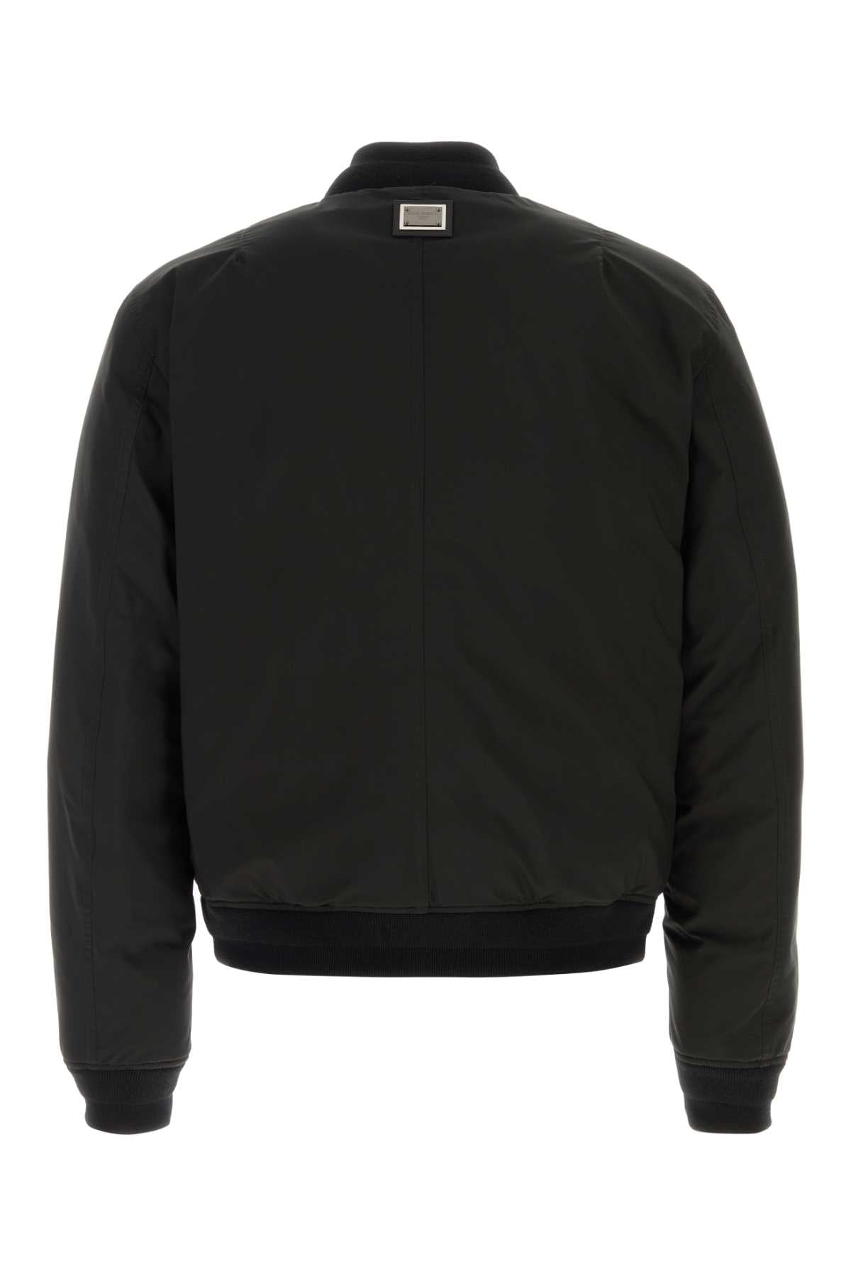 Dolce & Gabbana Men Black Polyester Down Jacket DOLCE & GABBANA